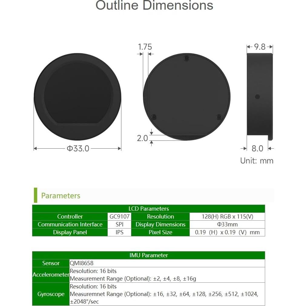 Placa MCU Waveshare RP2040 con LCD 0.99" y caja CNC