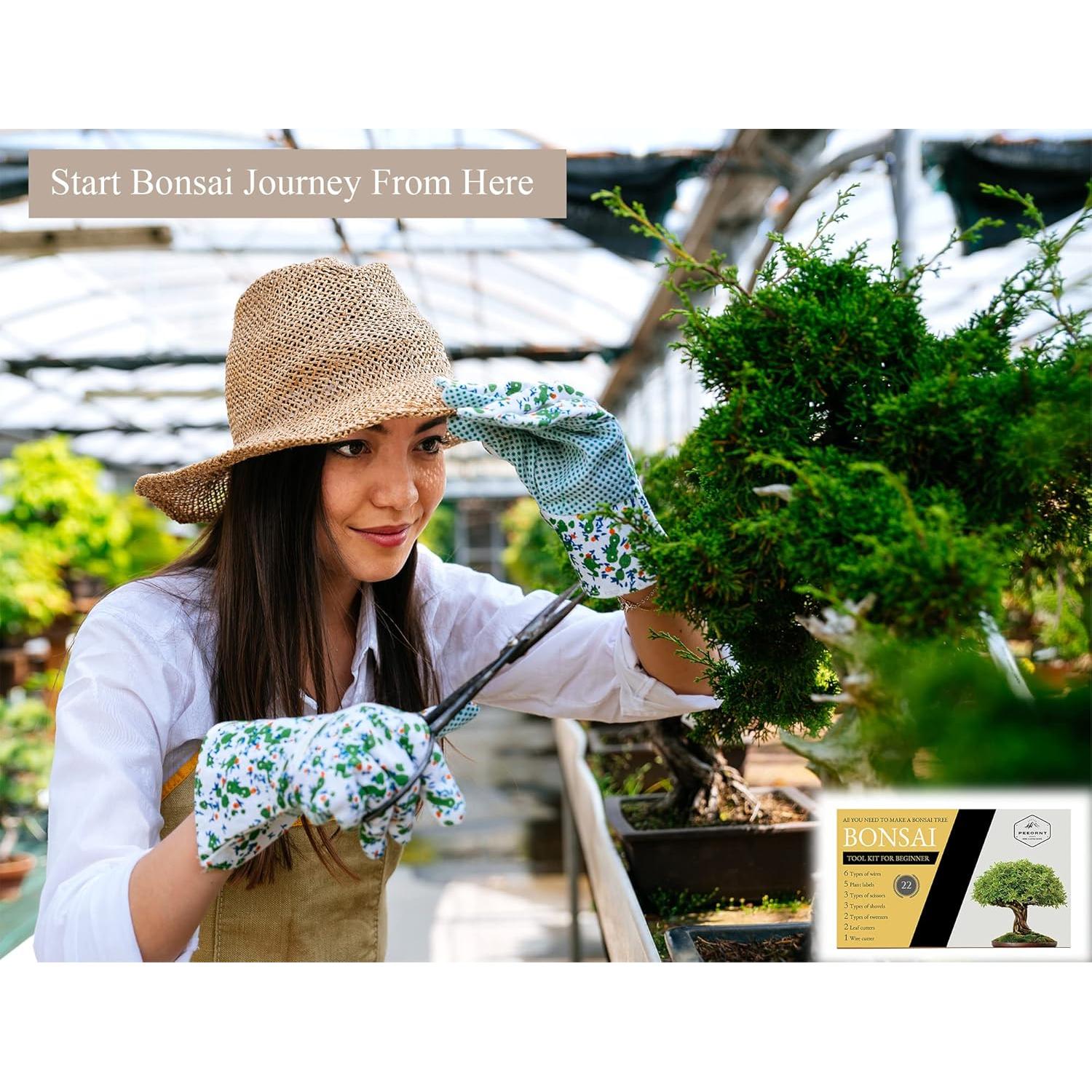 Kit de Herramientas para Bonsai PEEORNT 22 Pcs Acero Carbono