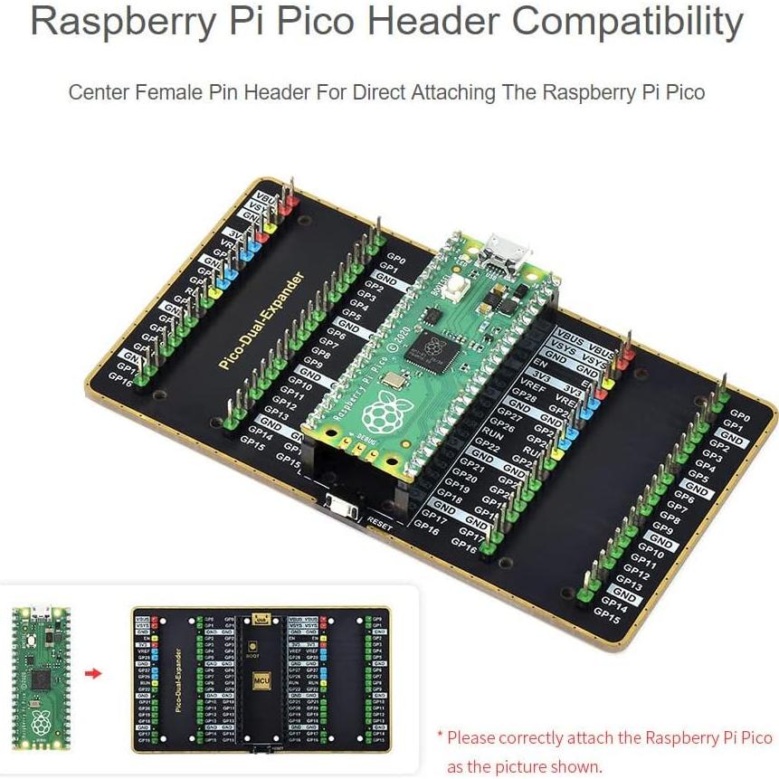 Expansor GPIO Doble Waveshare para Raspberry Pi Pico