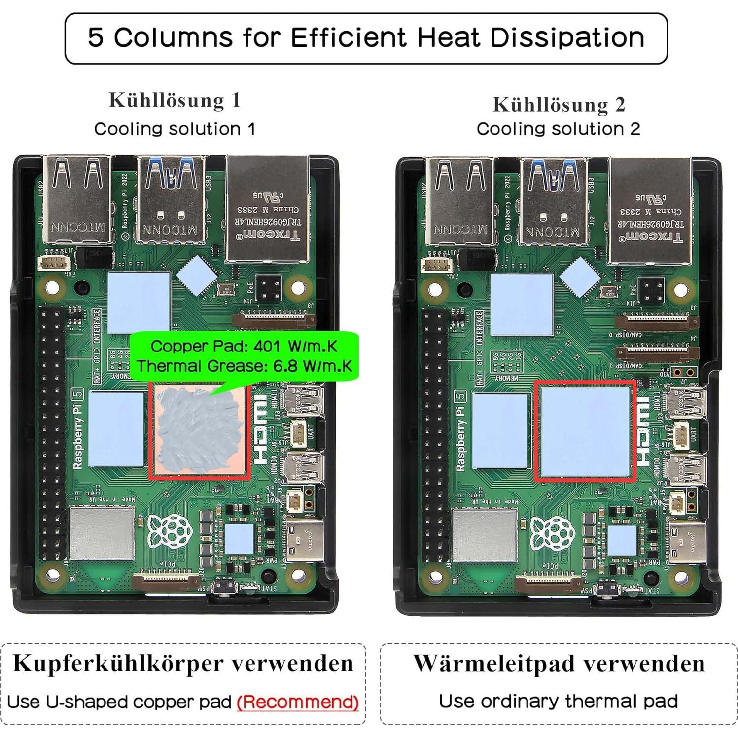 Caja Enfriamiento Pasivo Aluminio Geekworm P573 para Raspberry Pi 5
