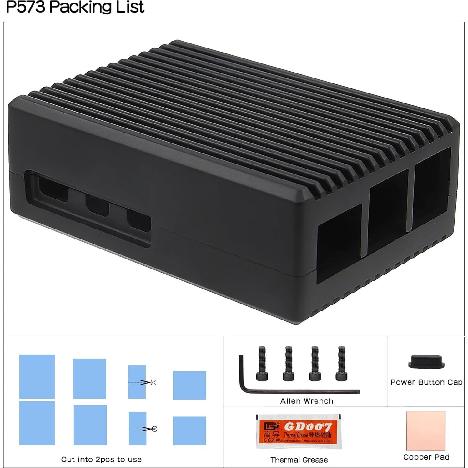 Caja Enfriamiento Pasivo Aluminio Geekworm P573 para Raspberry Pi 5