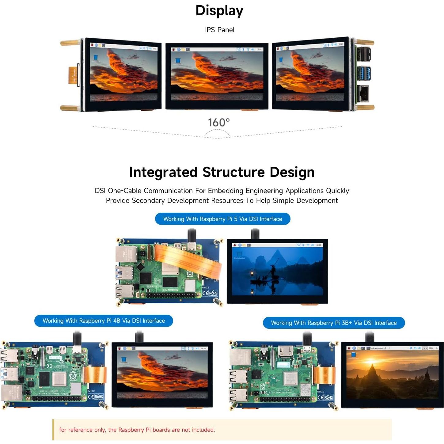 Pantalla QLED DSI 4.3" Waveshare 800x480 para Raspberry Pi