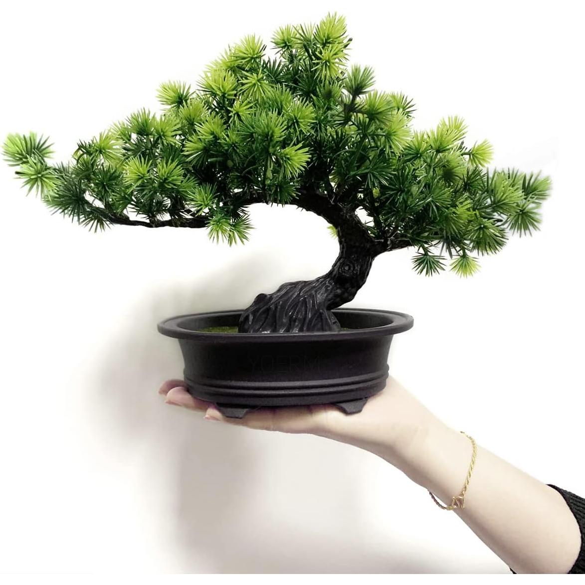 Planta Artificial Bonsai Verde YOERM 24 cm Decoración Hogar