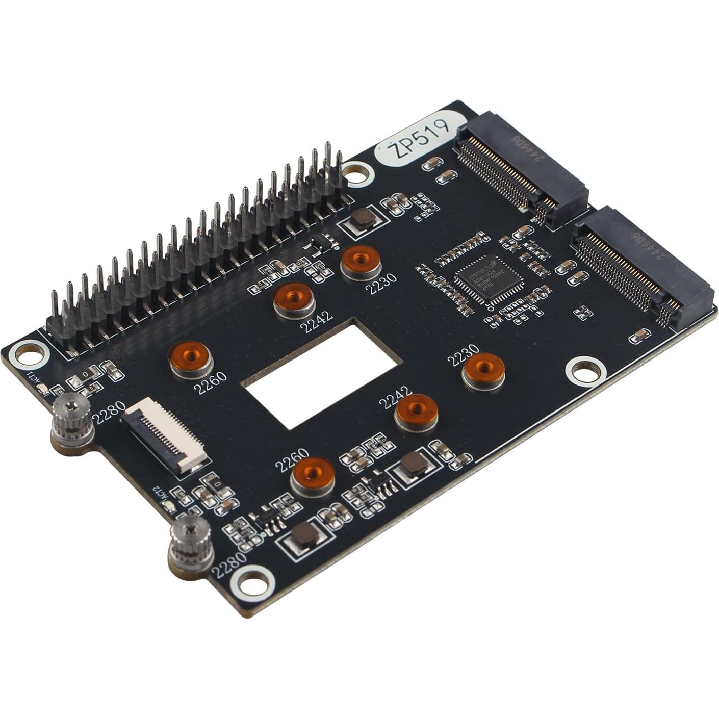 Adaptador ZDE PCIe a Doble M.2 HAT NVMe para Raspberry Pi 5