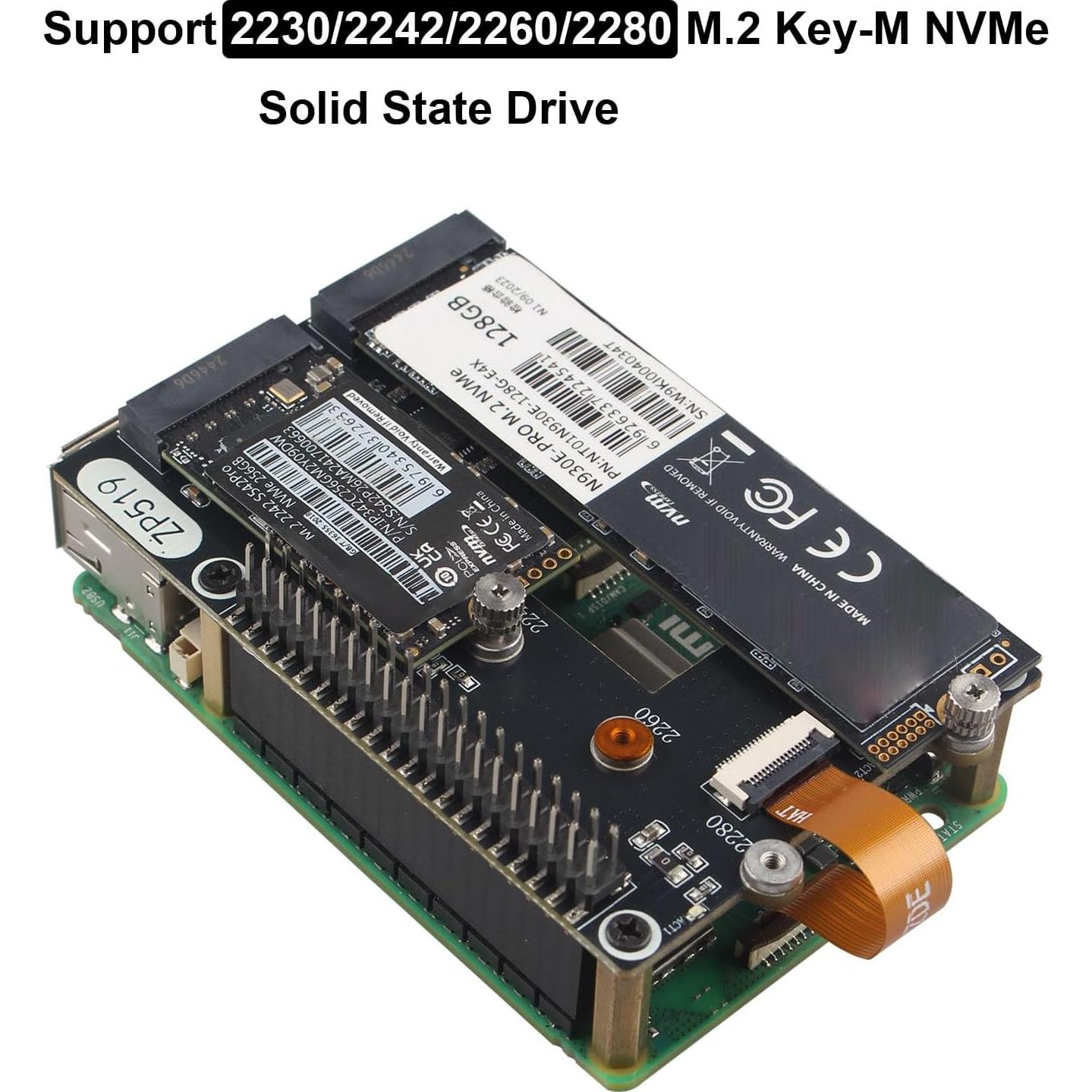 Adaptador ZDE PCIe a Doble M.2 HAT NVMe para Raspberry Pi 5