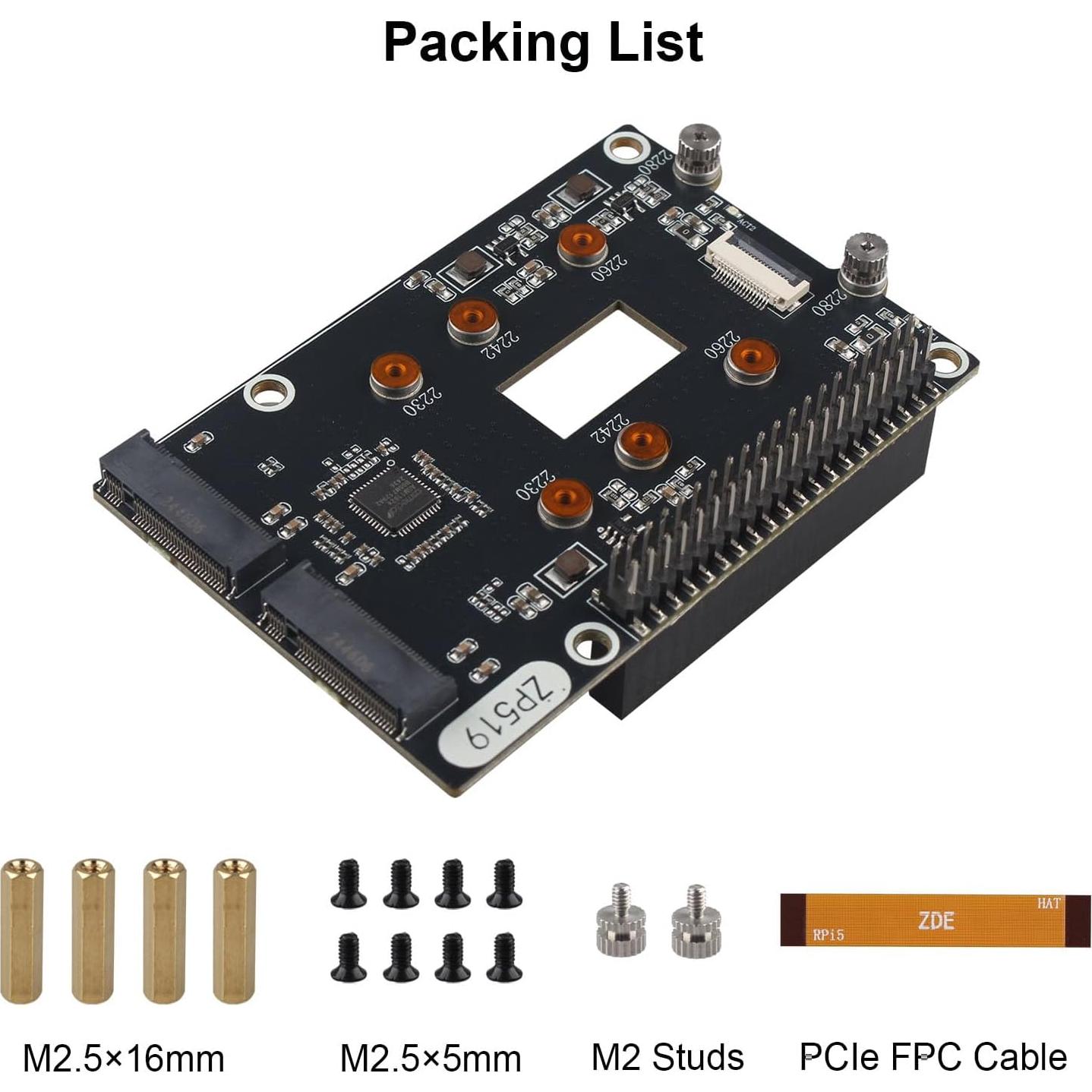 Adaptador ZDE PCIe a Doble M.2 HAT NVMe para Raspberry Pi 5