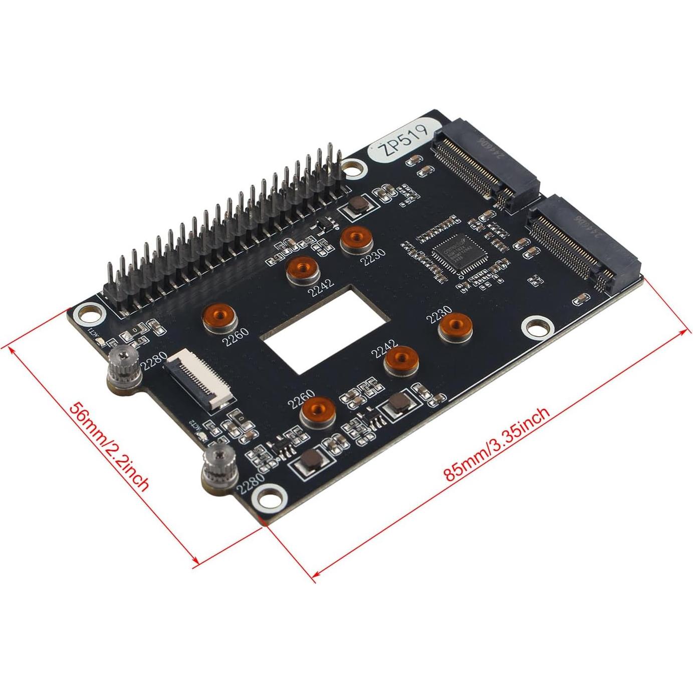 Adaptador ZDE PCIe a Doble M.2 HAT NVMe para Raspberry Pi 5