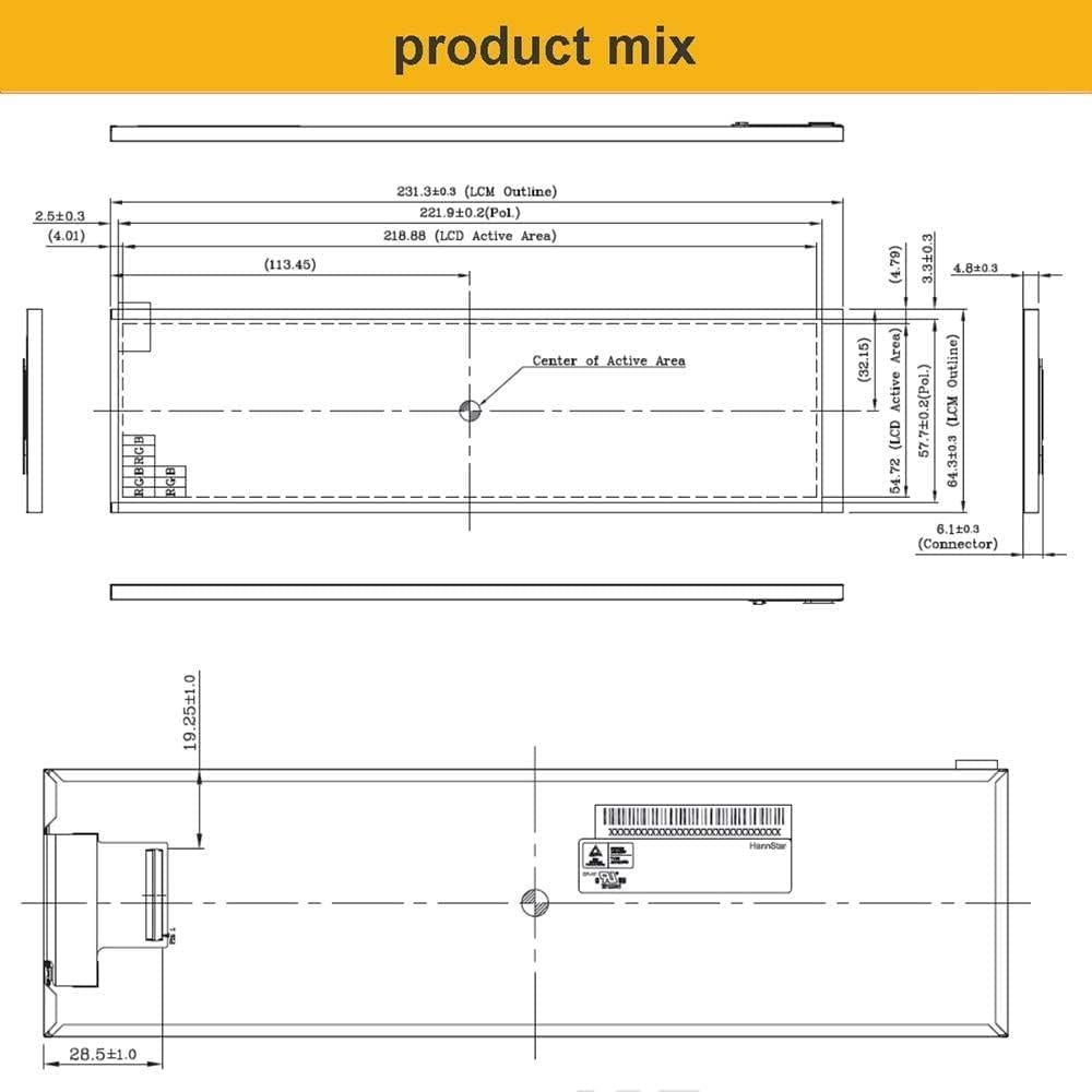 Monitor de Temperatura de CPU EDIY 8.8" IPS 1920x480 LED