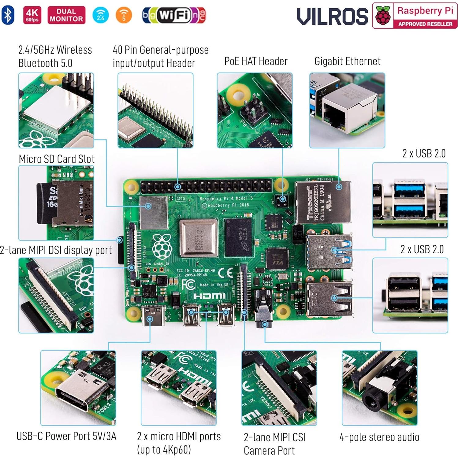 Kit Completo Raspberry Pi 4 Vilros 2GB con Caja Refrigerada