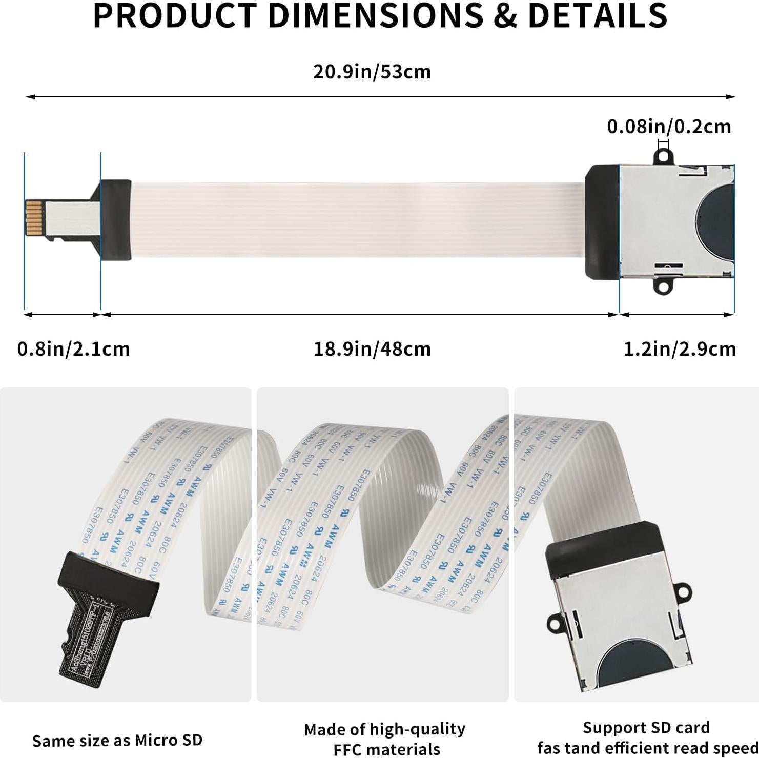 Adaptador Micro SD a SD 48cm PinQiongZhe para Raspberry Pi