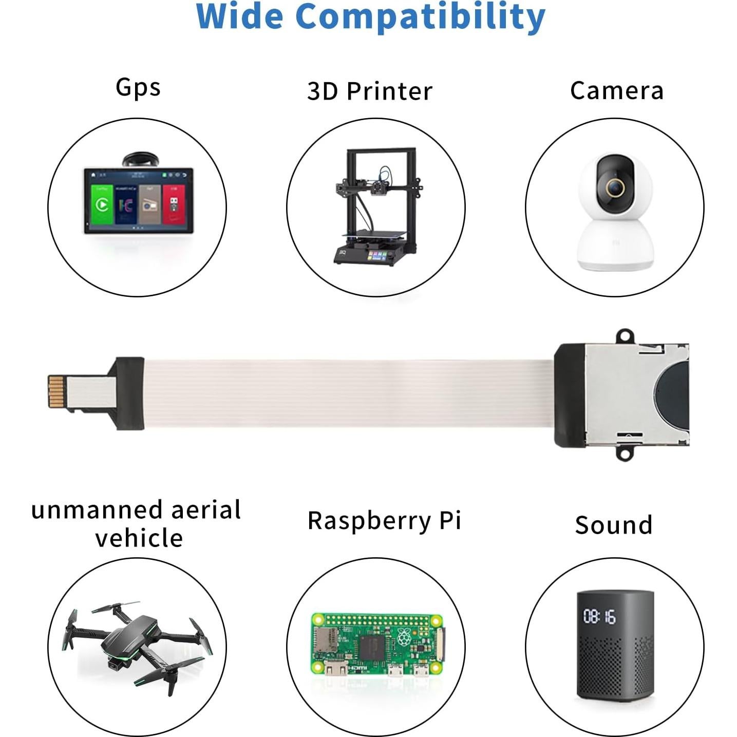 Adaptador Micro SD a SD 48cm PinQiongZhe para Raspberry Pi
