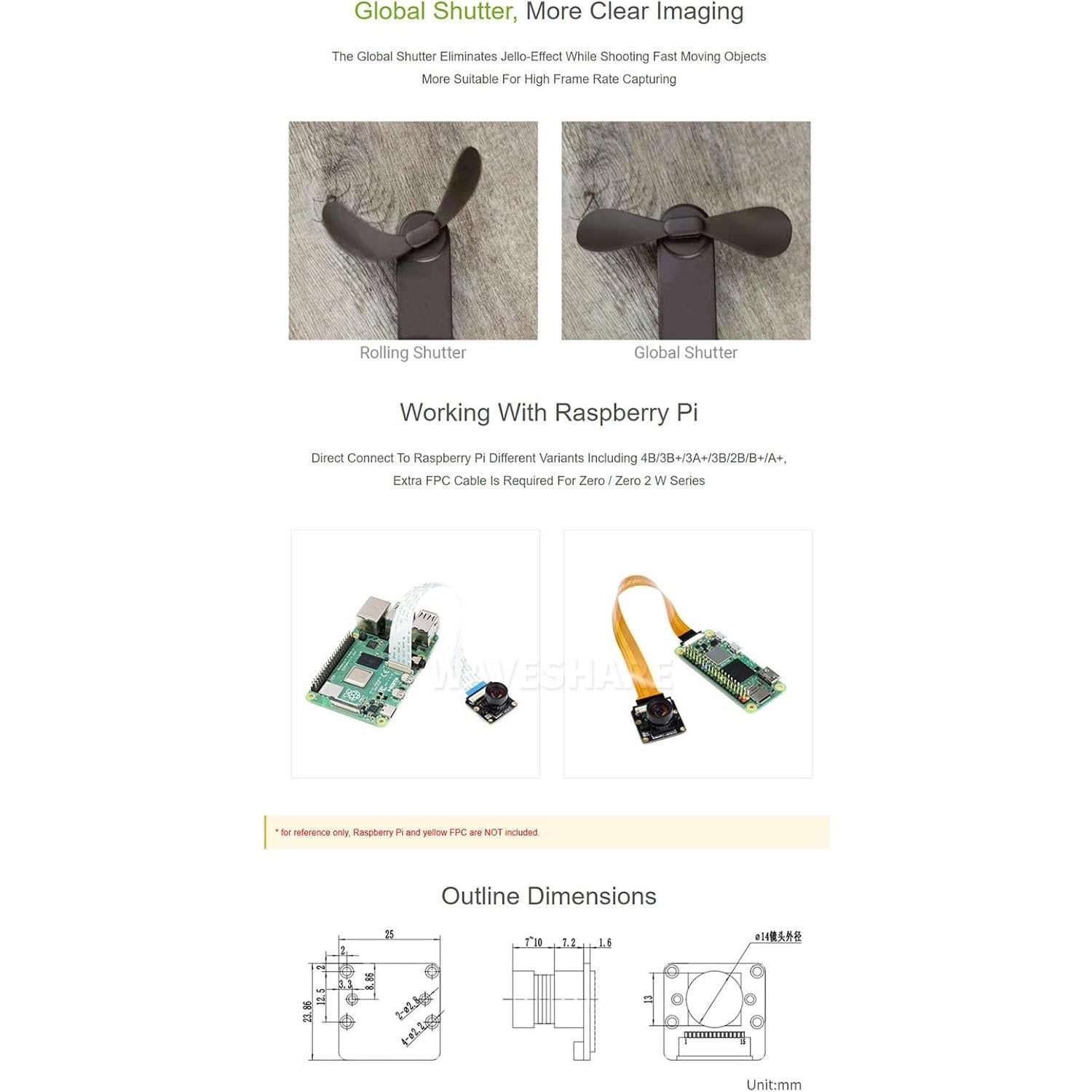 Cámara Mono iiunius OV9281-110 1MP Obturador Global 110° FOV