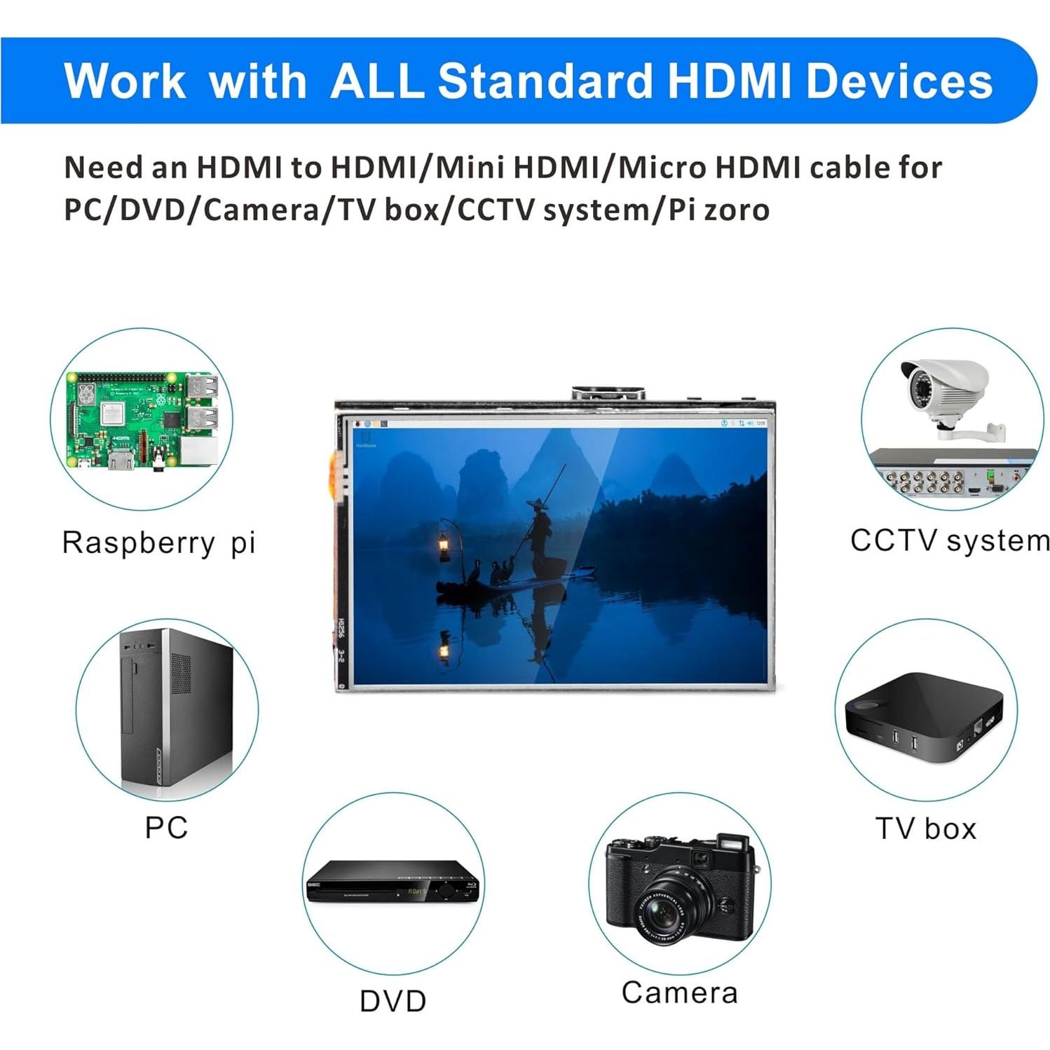 Pantalla Táctil LCD 3.5" OSOYOO HDMI para Raspberry Pi
