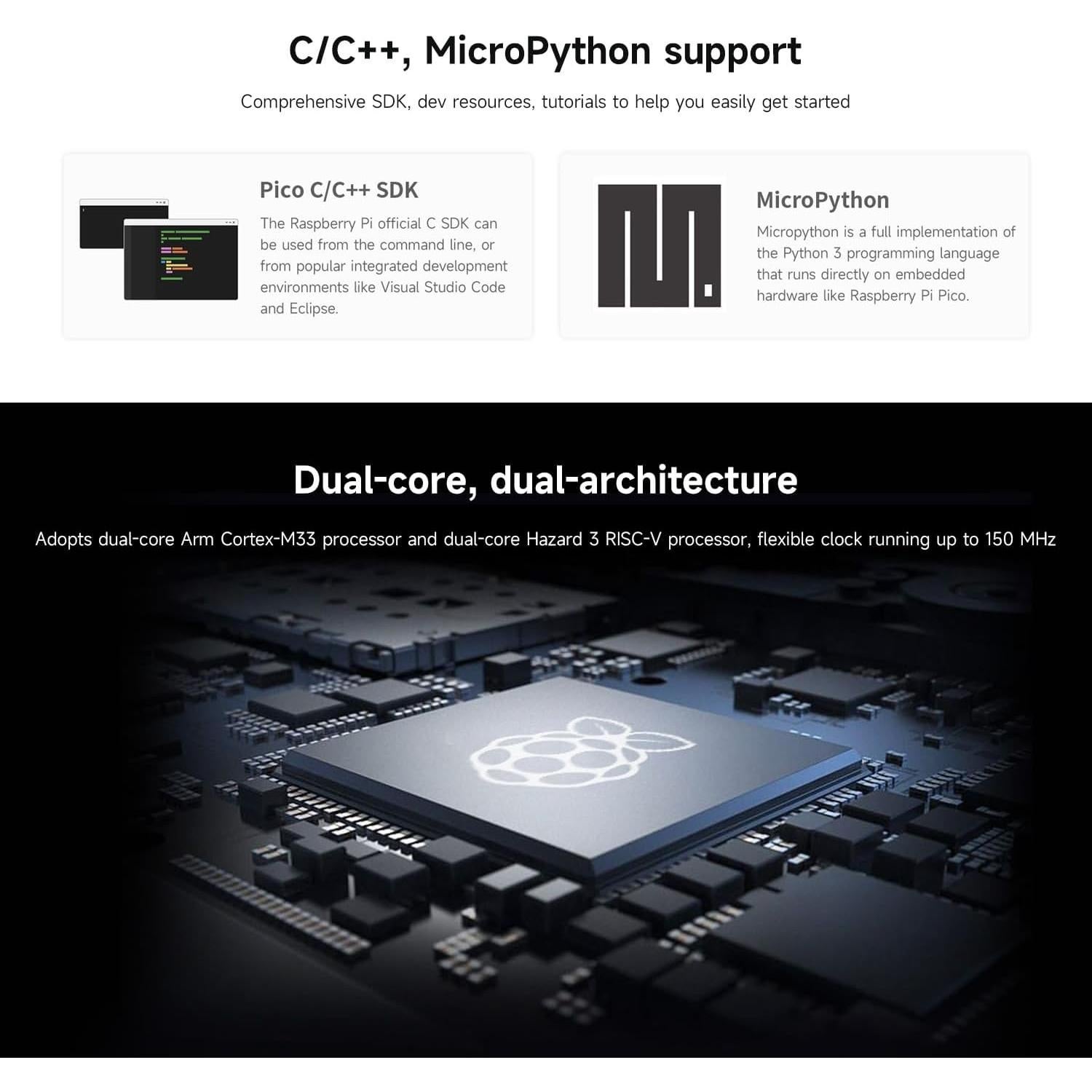 Placa de Desarrollo Waveshare RP2350-Zero Mini, Doble Núcleo, 7x5x2.2 cm