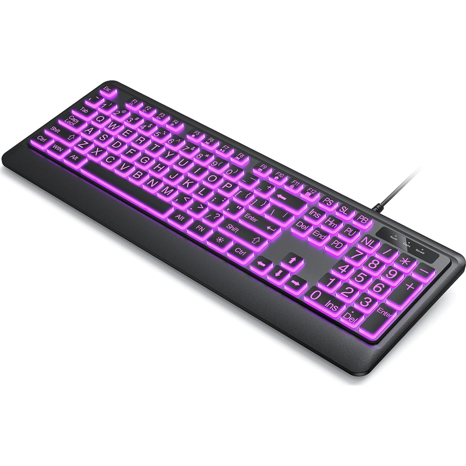 Teclado USB KOPJIPPOM Grande Retroiluminado 7 Colores