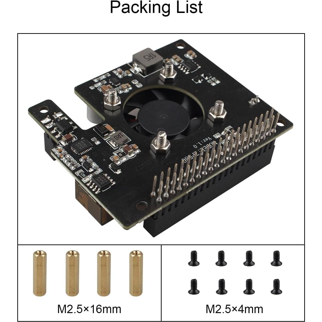Placa PoE HAT ZDE ZP580 para Raspberry Pi 5 con Ventilador