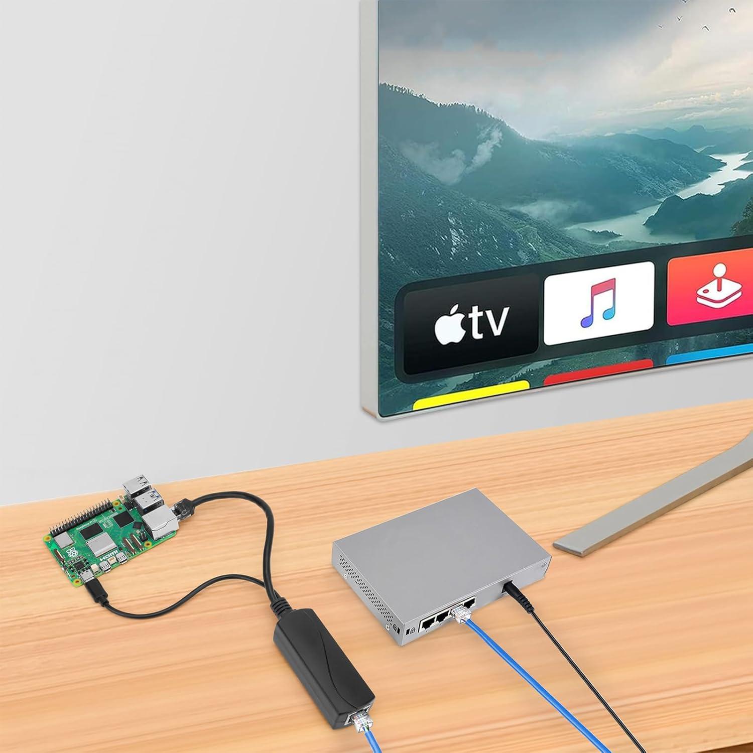 Divisor PoE Gigabit 5V 4A Tipo-C FPVERA para Raspberry Pi 5