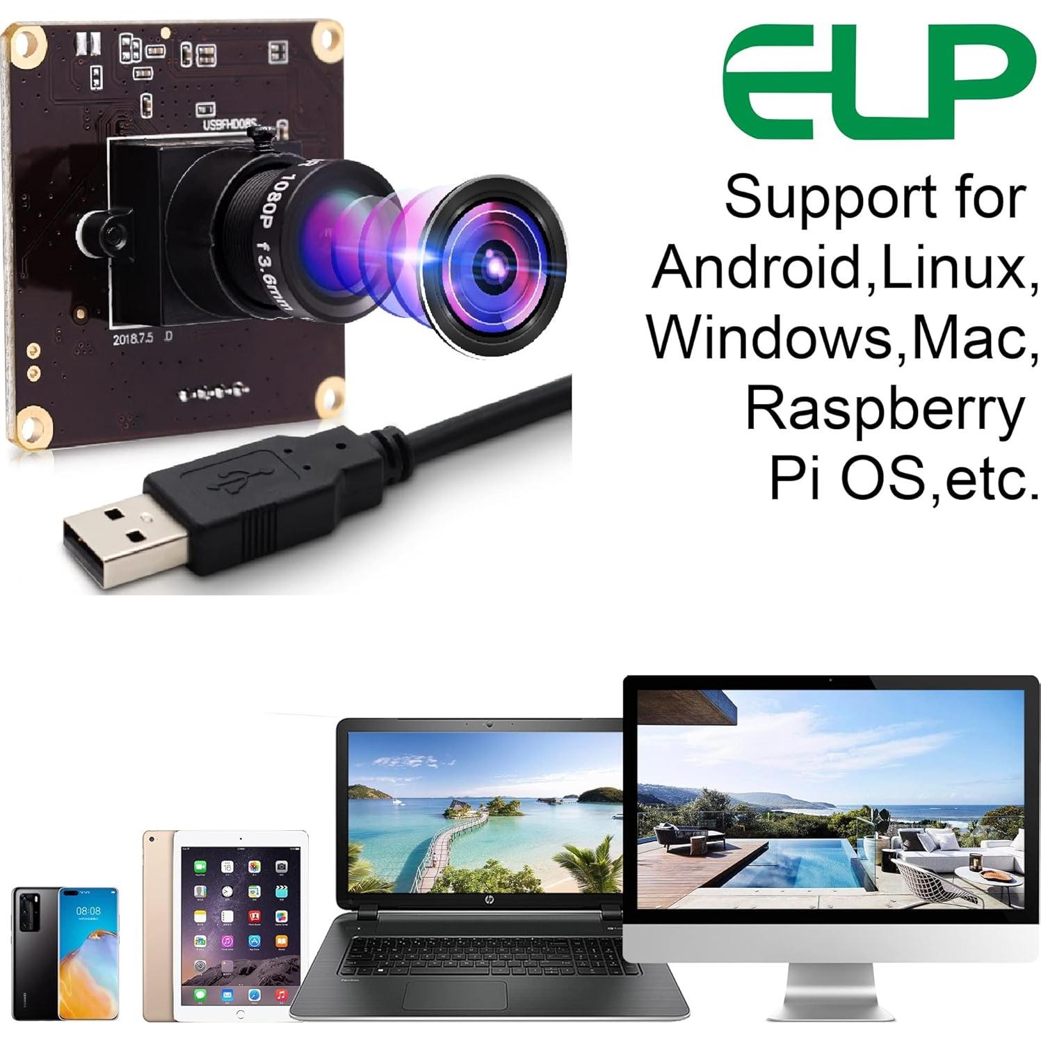 Módulo de Cámara USB ELP 1080P Gran Angular 260fps Mini