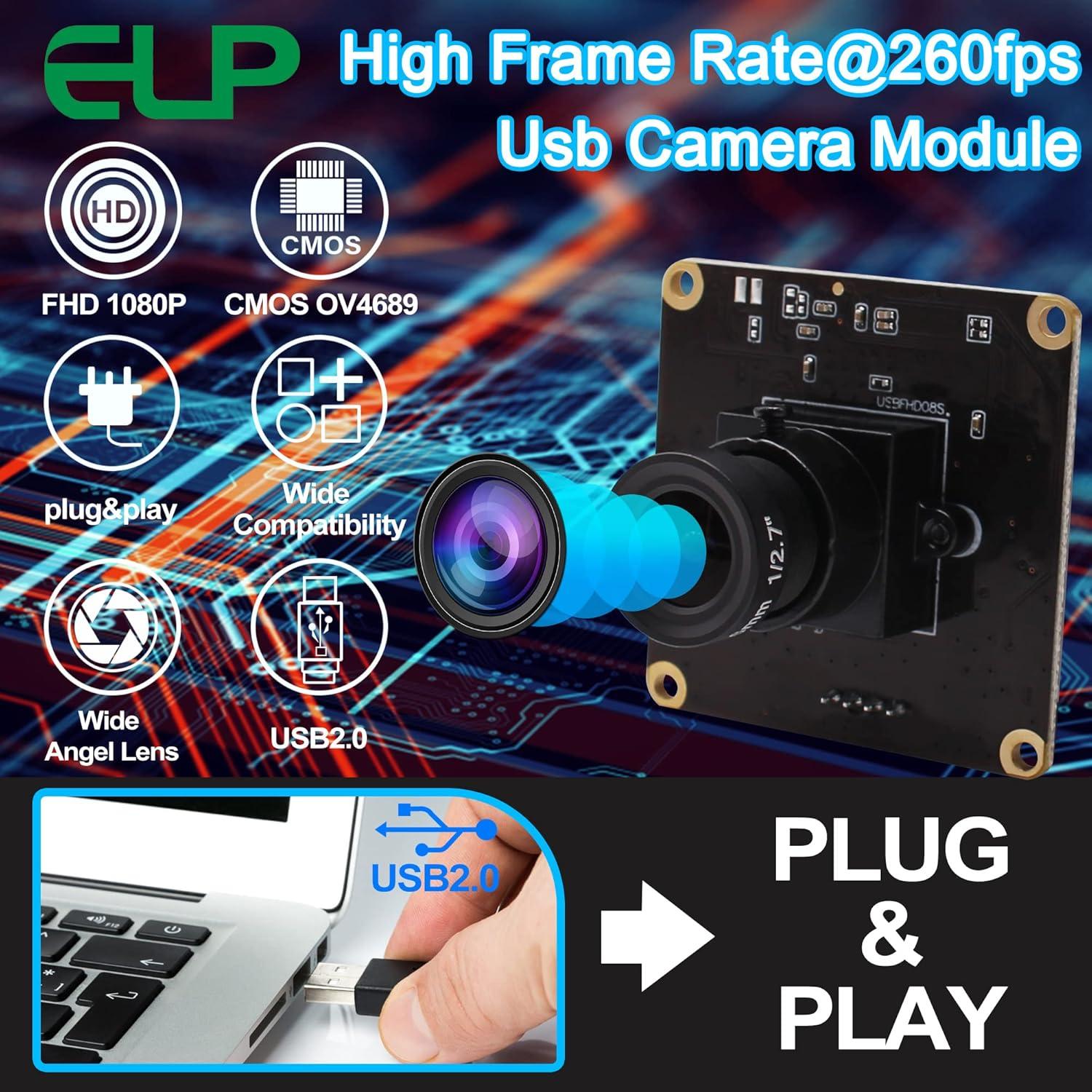 Módulo de Cámara USB ELP 1080P Gran Angular 260fps Mini