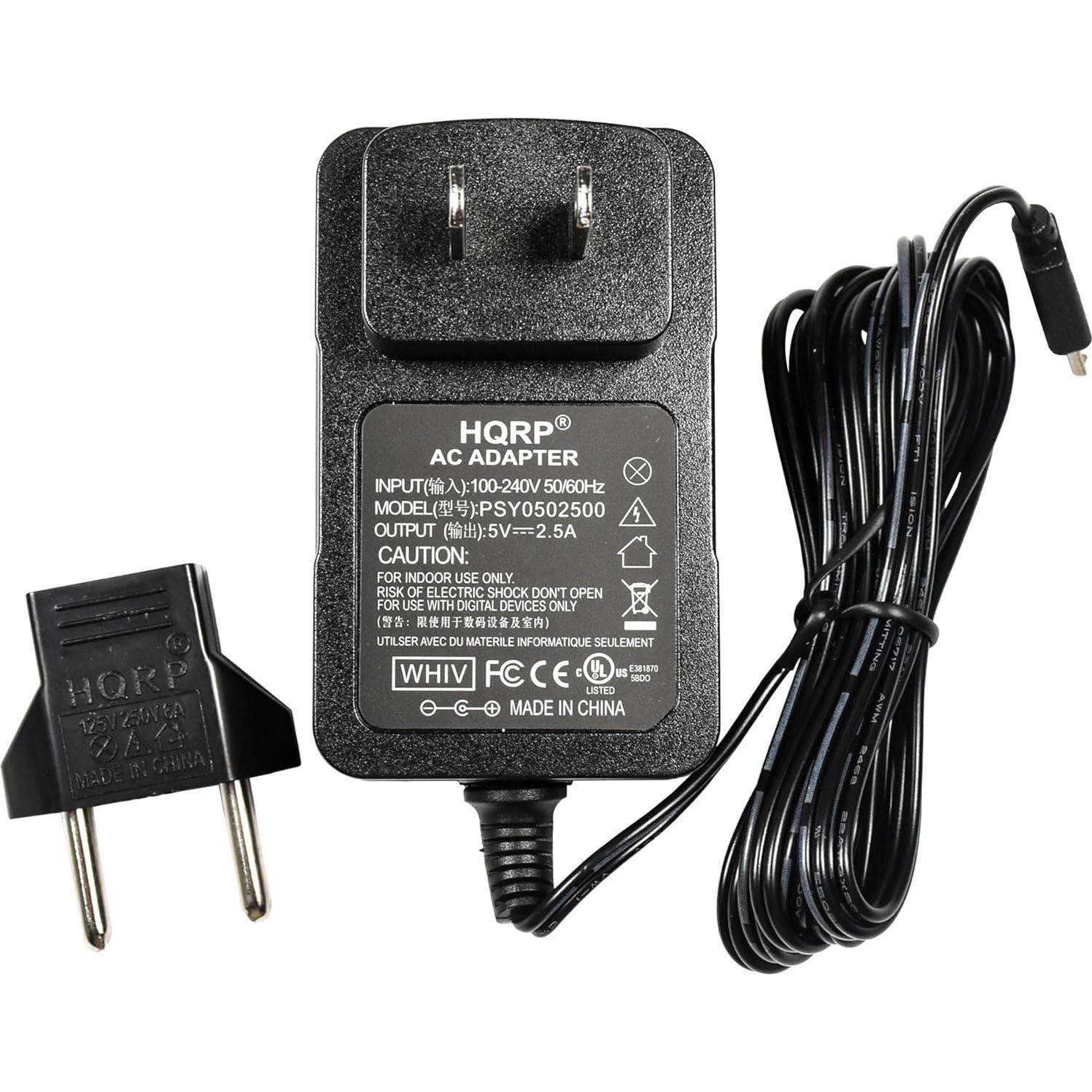 Adaptador de corriente AC HQRP 5V 2.5A Micro USB para Raspberry Pi