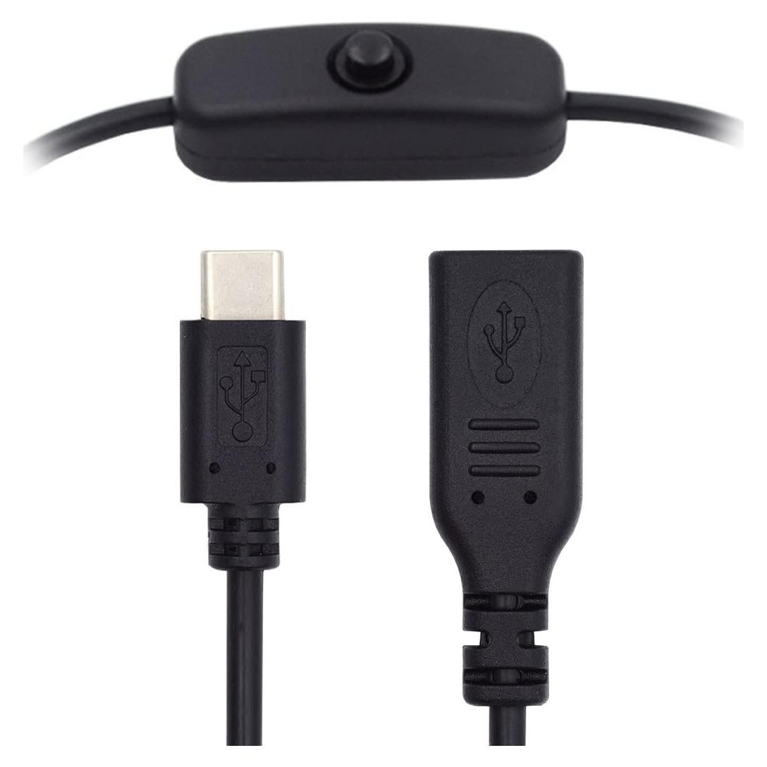 Cable USB-C Macho a Hembra con Interruptor xiwai 4A 10cm