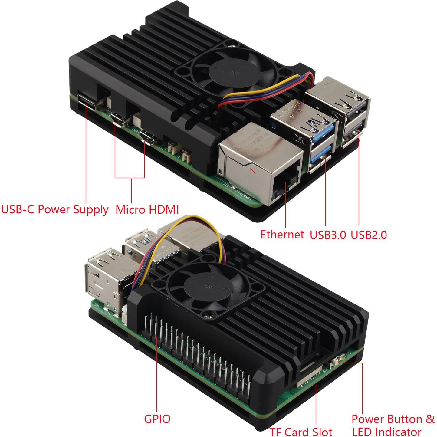 Funda de Aluminio ZDE para Raspberry Pi 5 con Ventilador