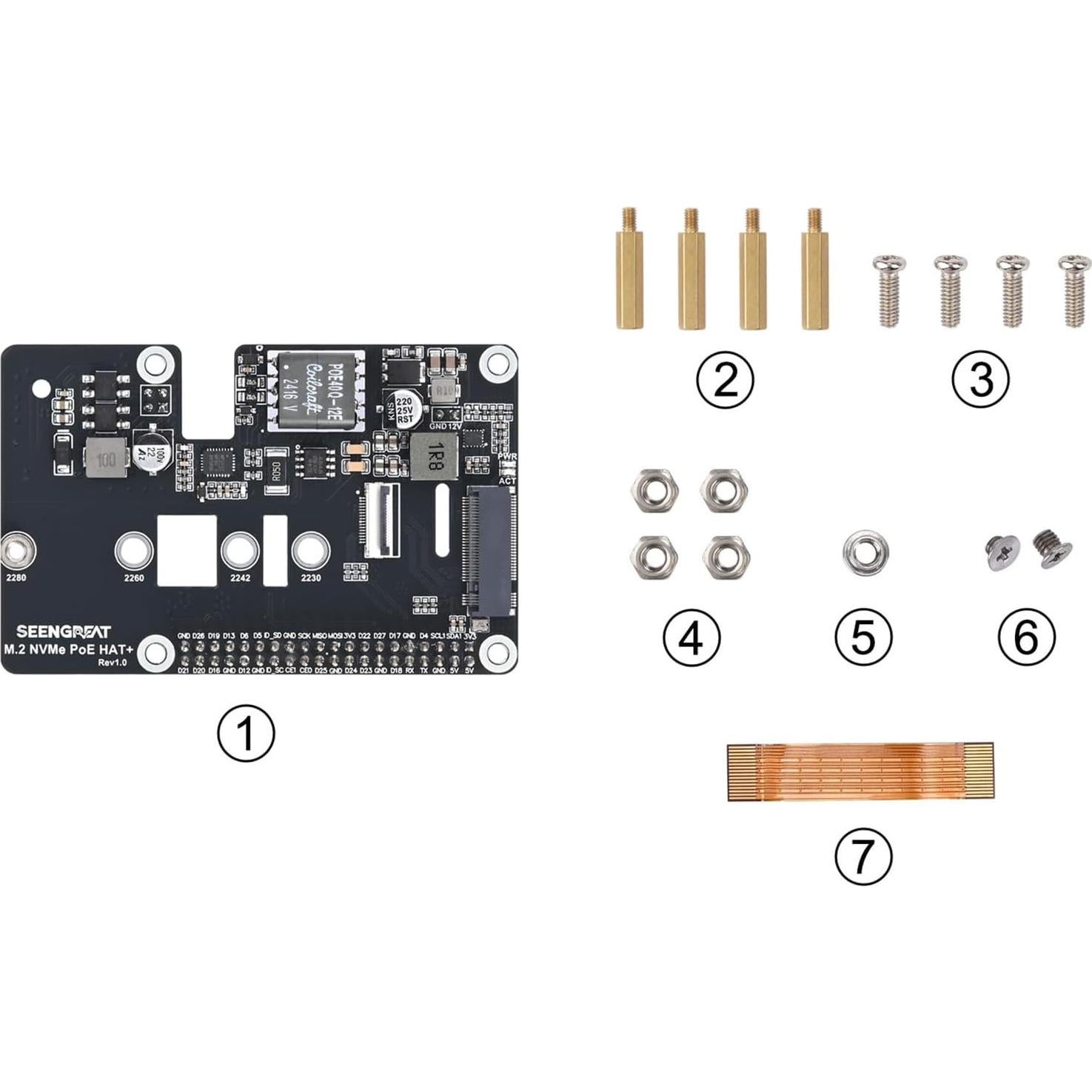 Placa de Expansión M.2 NVMe PoE HAT+ Xicoolee para Raspberry Pi 5