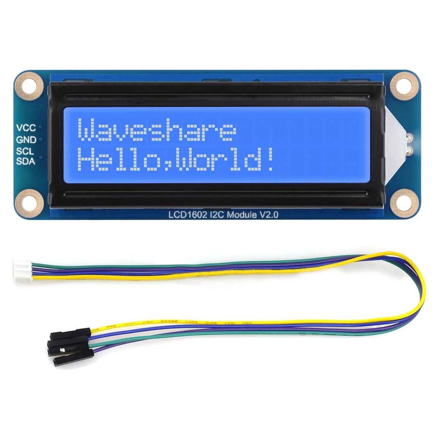 Módulo LCD1602 I2C Waveshare Azul 32 Caracteres 3.3V/5V