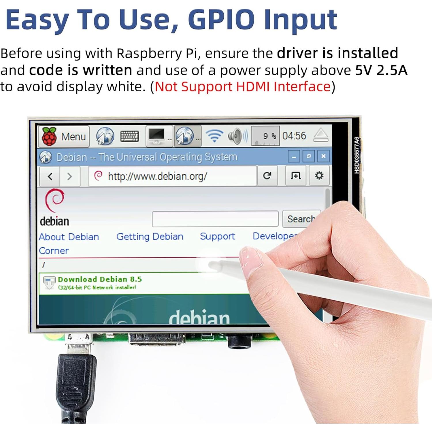 Monitor Táctil 3.5" iPistBit LCD 480x320 para Raspberry Pi