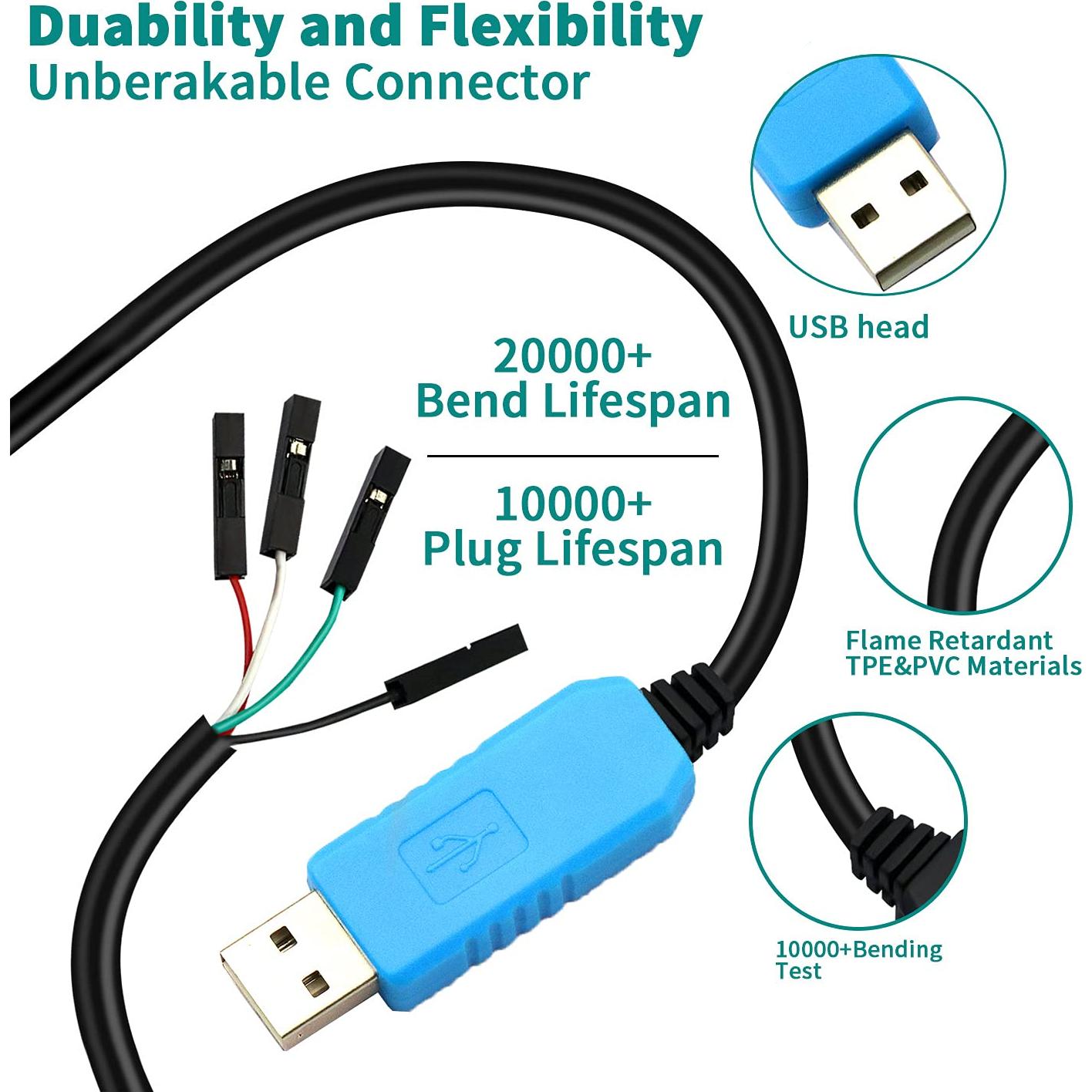 Cable Serial USB a TTL PL2303TA - Paquete de 3 Cables 150g