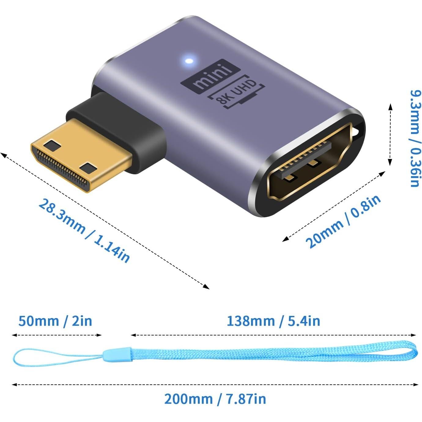 Adaptador HDMI a Mini HDMI 90 Grados Duttek 8K 60Hz 4K 144Hz