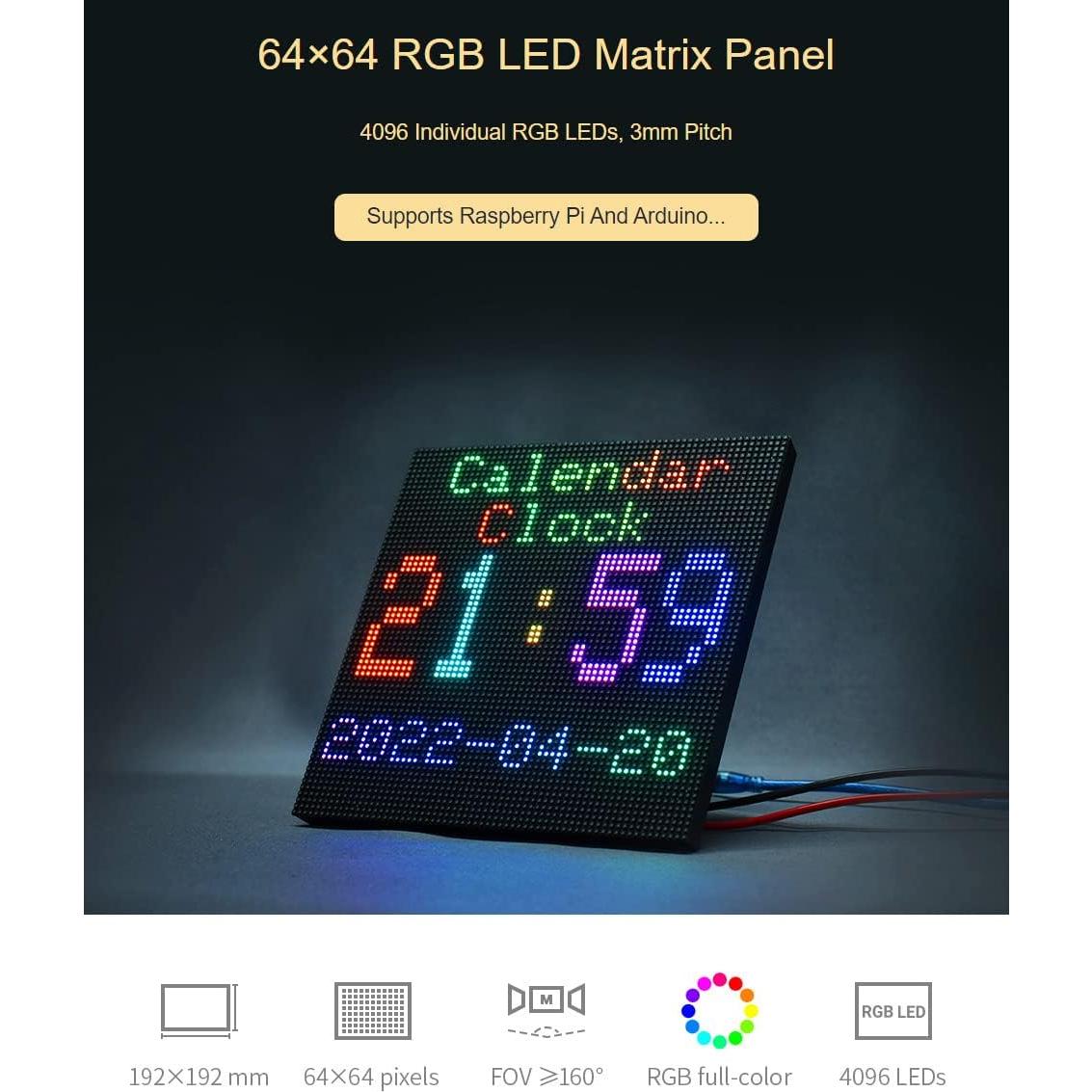 Panel LED RGB Onda 64x64 Píxeles 4096 LEDs Brillo Ajustable