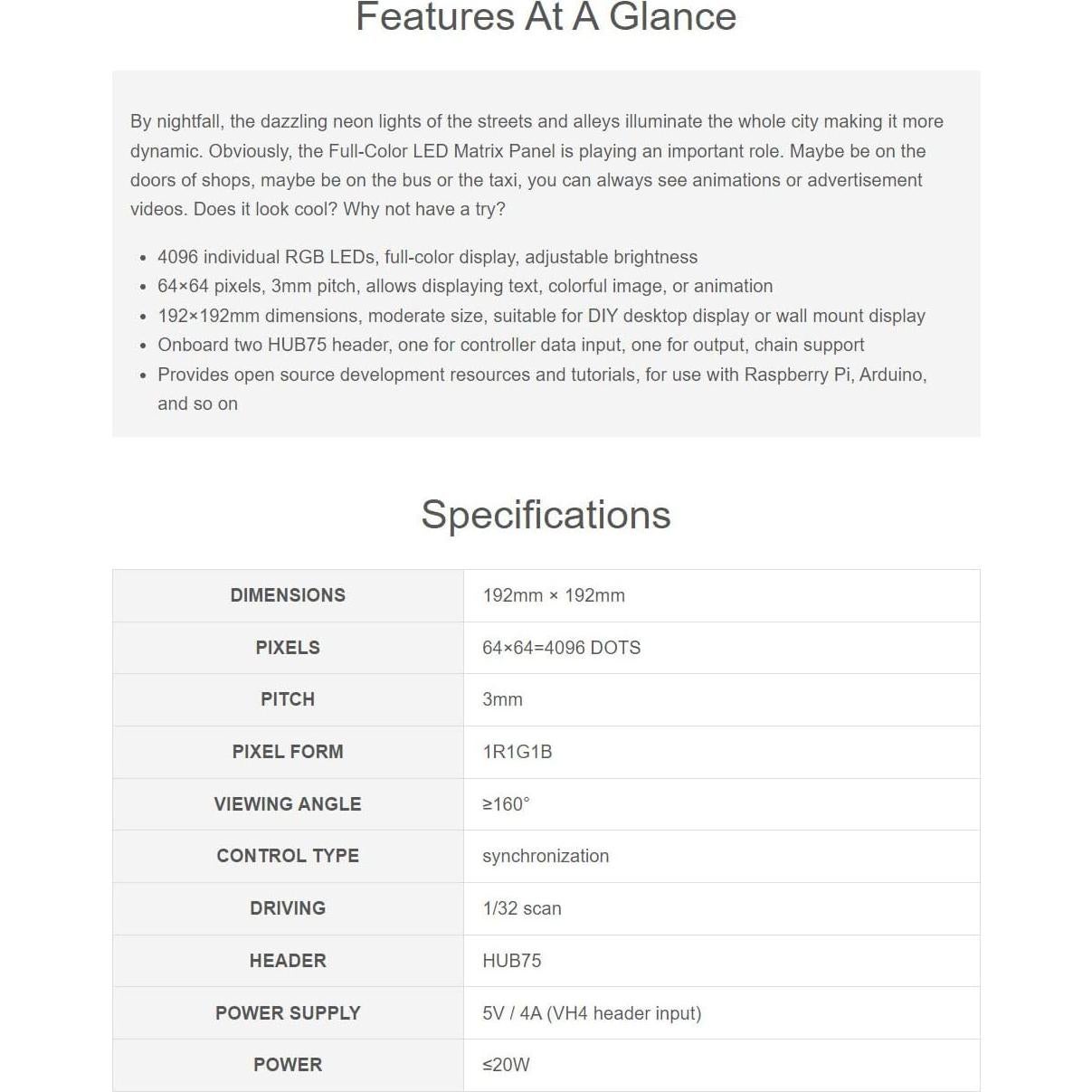 Panel LED RGB Onda 64x64 Píxeles 4096 LEDs Brillo Ajustable