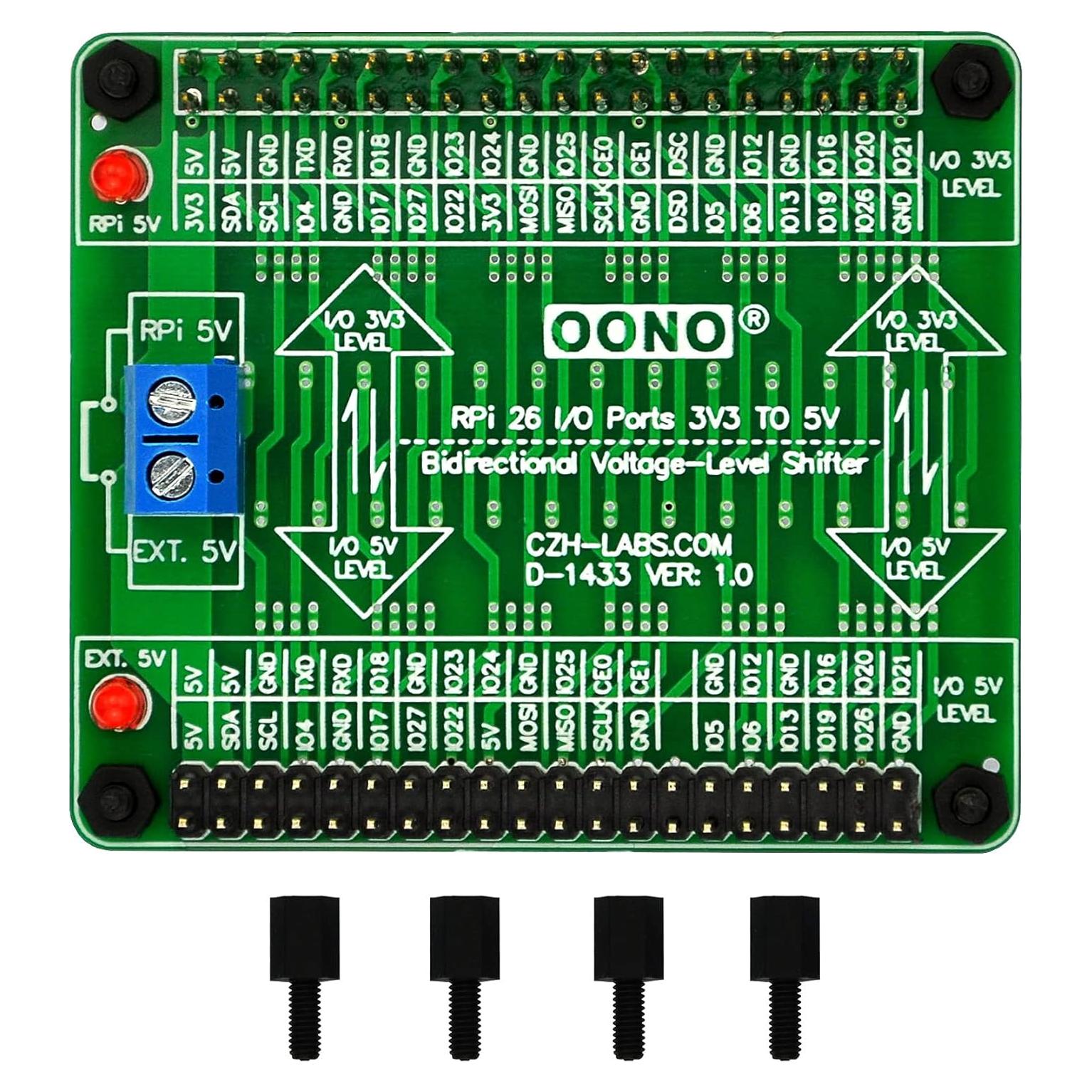 Convertidor de Nivel de Voltaje Bidireccional OONO 3.3V a 5V 26 I/O