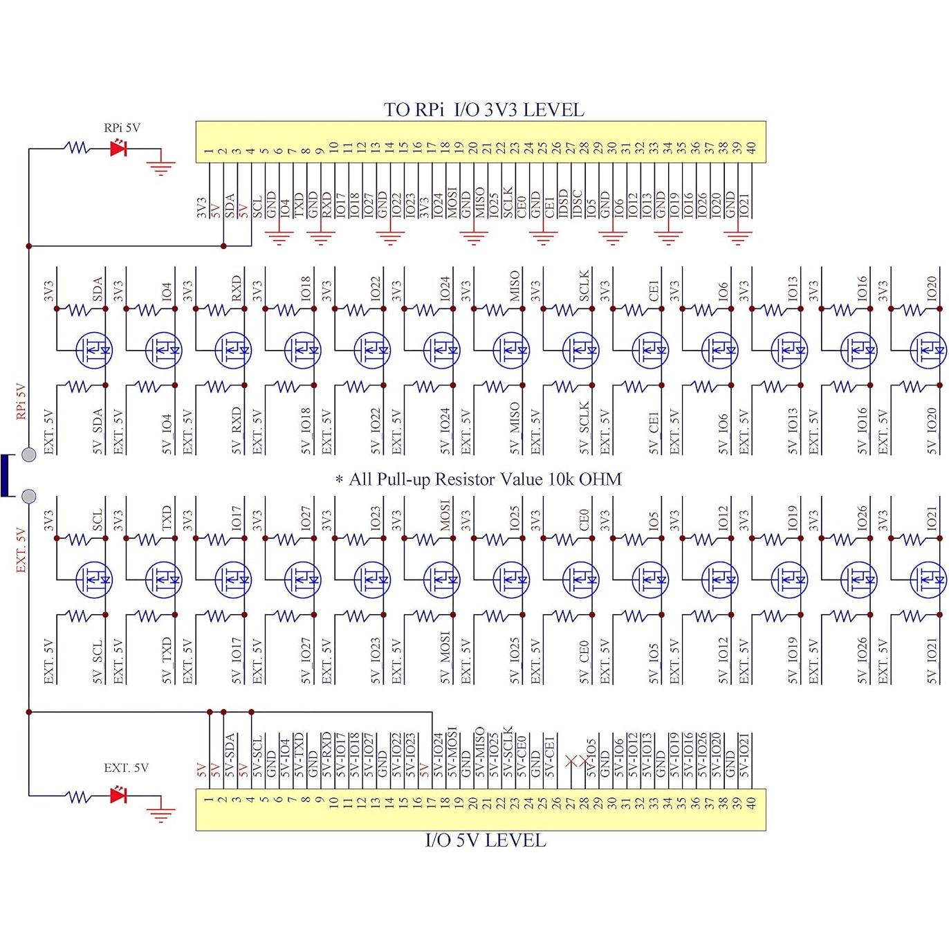 Convertidor de Nivel de Voltaje Bidireccional OONO 3.3V a 5V 26 I/O