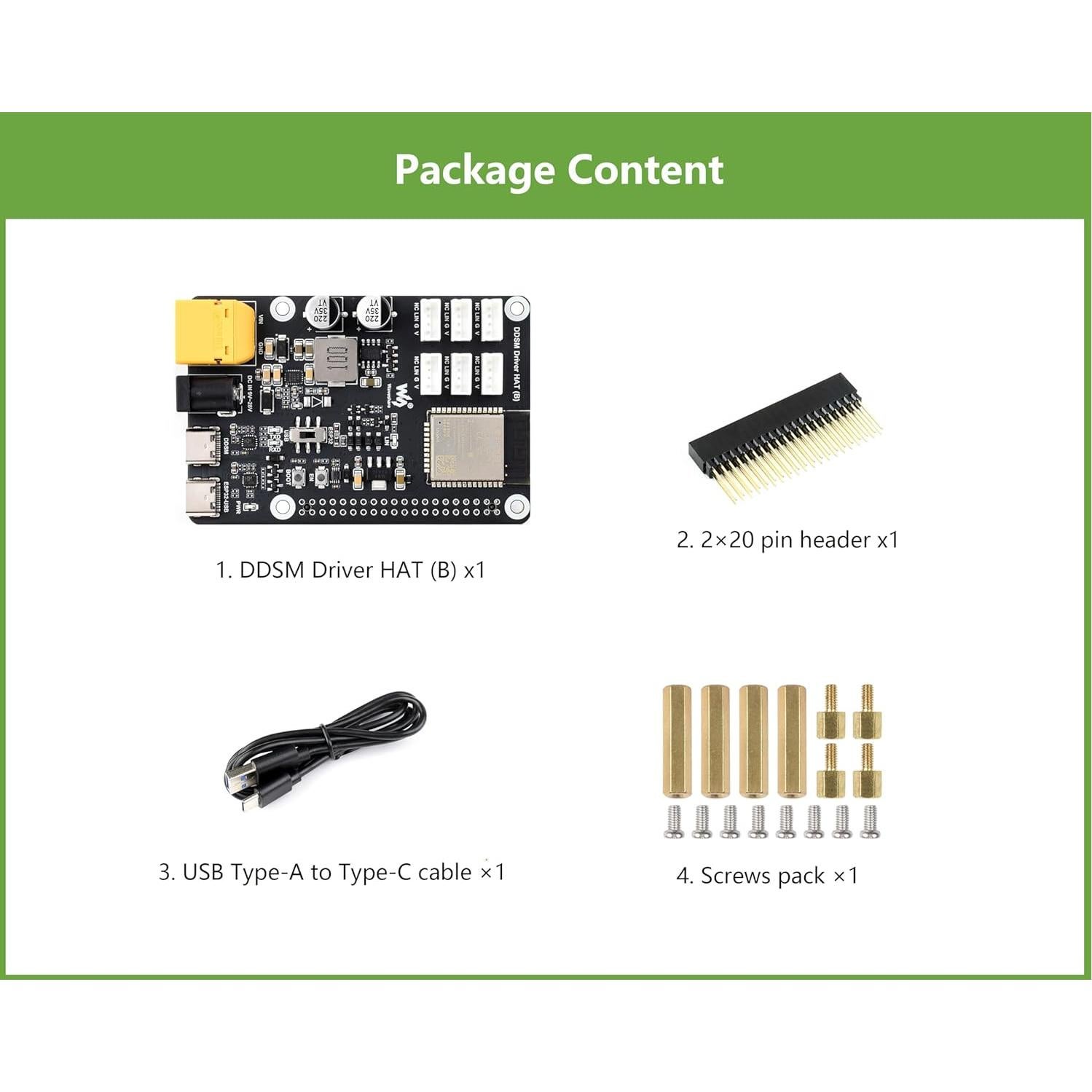 Controlador de Motor Hub DDSM400 Wonrabai para Raspberry Pi