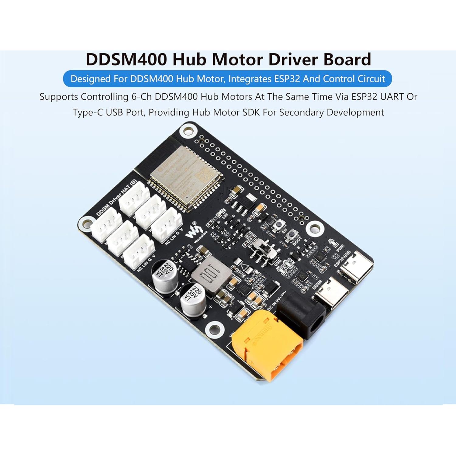 Controlador de Motor Hub DDSM400 Wonrabai para Raspberry Pi