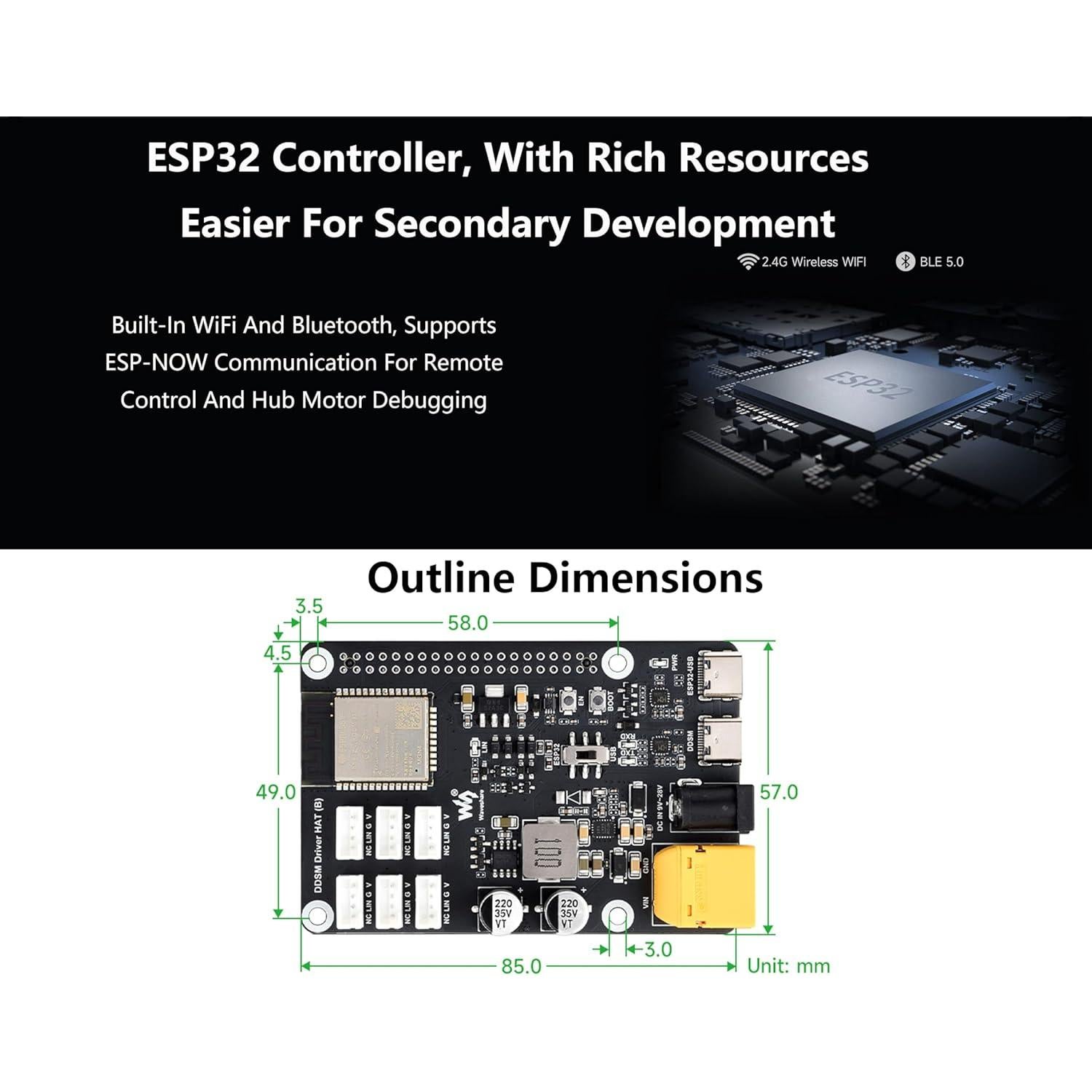 Controlador de Motor Hub DDSM400 Wonrabai para Raspberry Pi