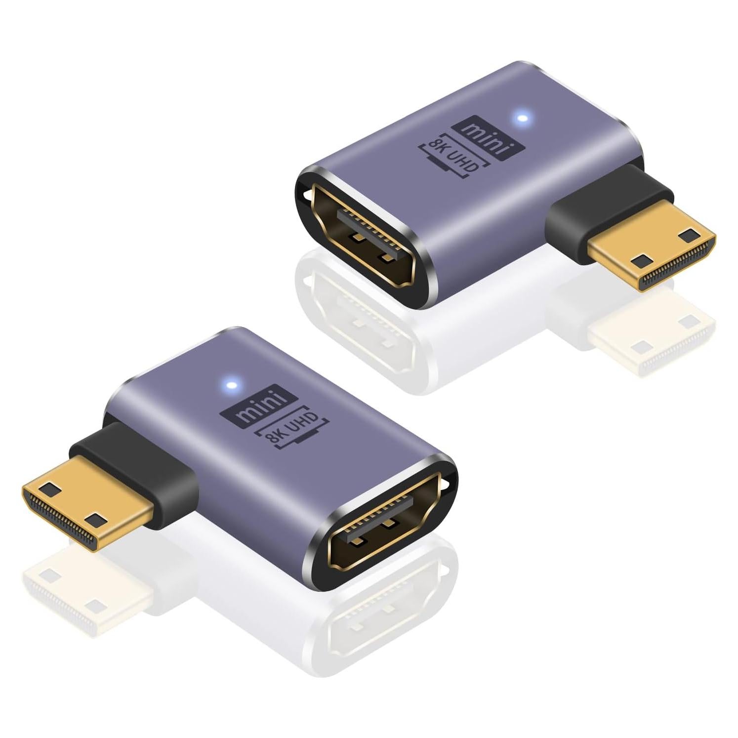 Adaptador Poyiccot Mini HDMI a HDMI 8K 90 Grados 48Gbps