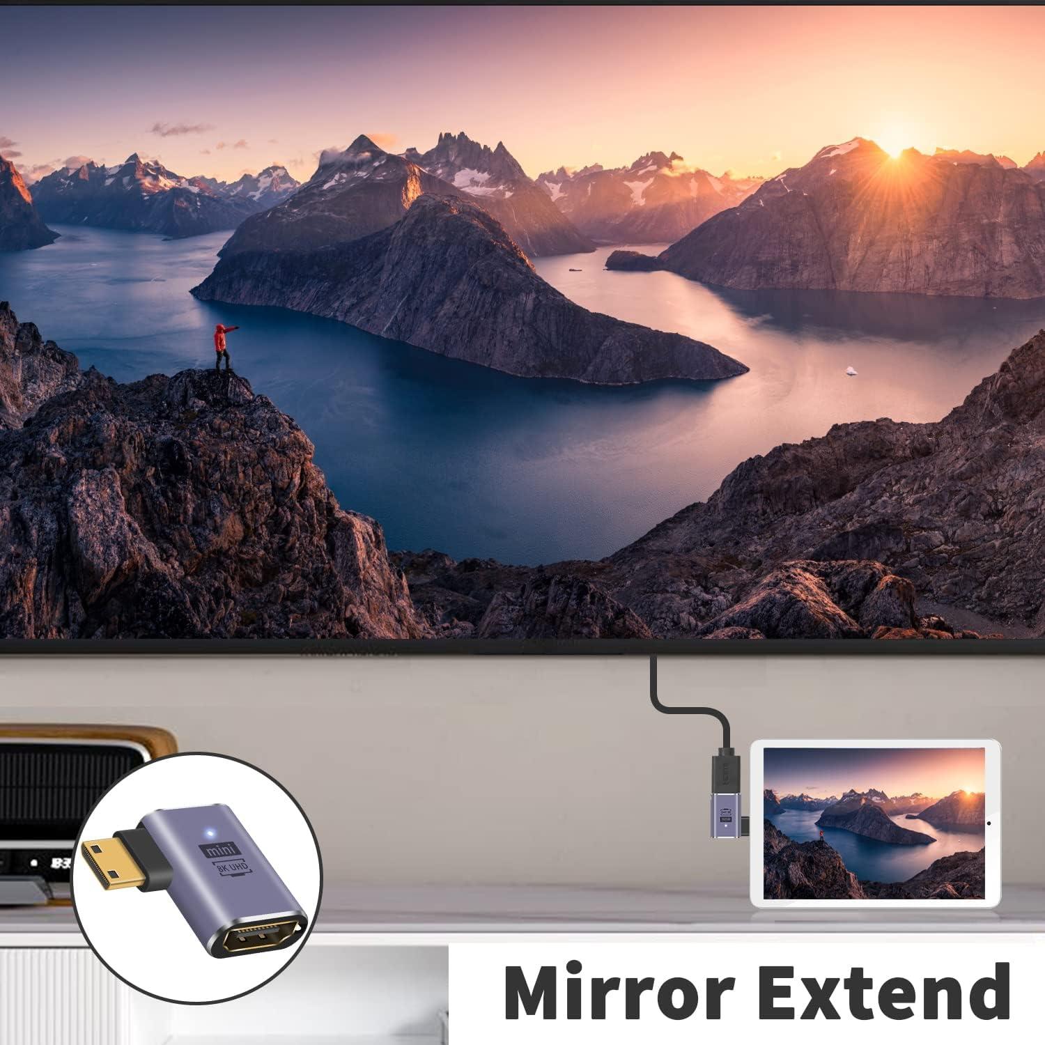 Adaptador Poyiccot Mini HDMI a HDMI 8K 90 Grados 48Gbps