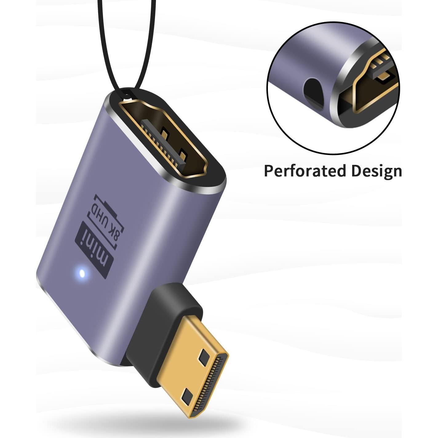 Adaptador Poyiccot Mini HDMI a HDMI 8K 90 Grados 48Gbps