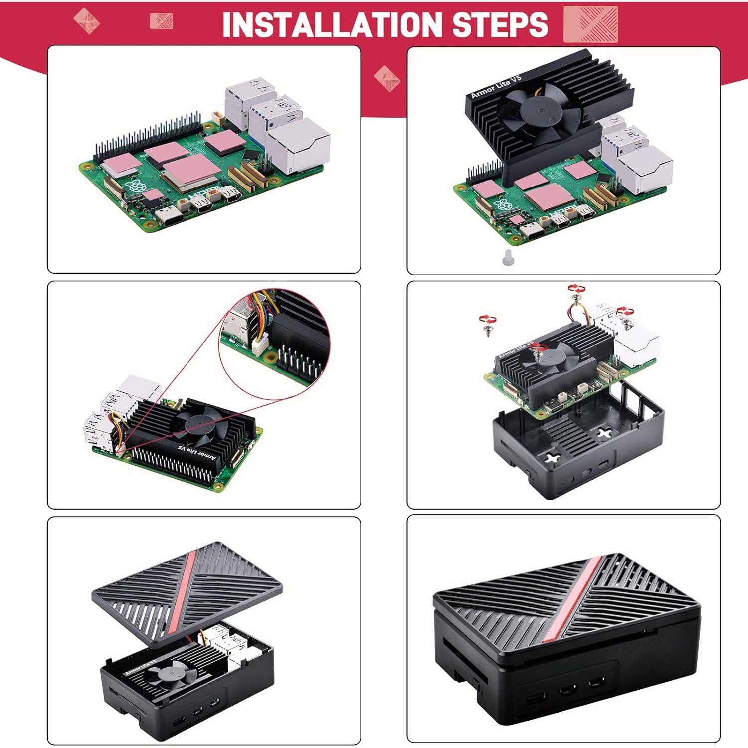 Caja GeeekPi para Raspberry Pi 5 con Disipador Armor Lite V5