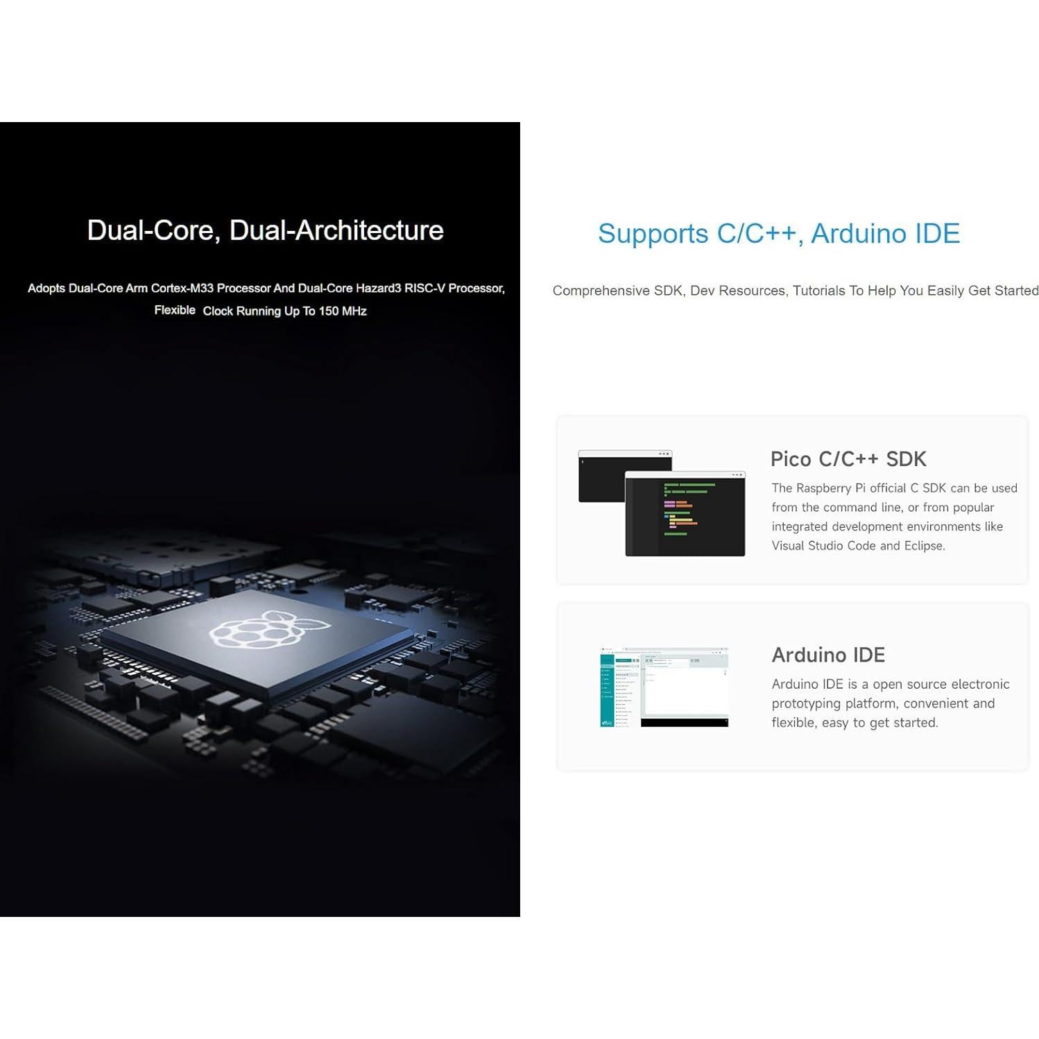 Placa de Desarrollo Mini USB Waveshare RP2350 - 150MHz, 2MB Flash