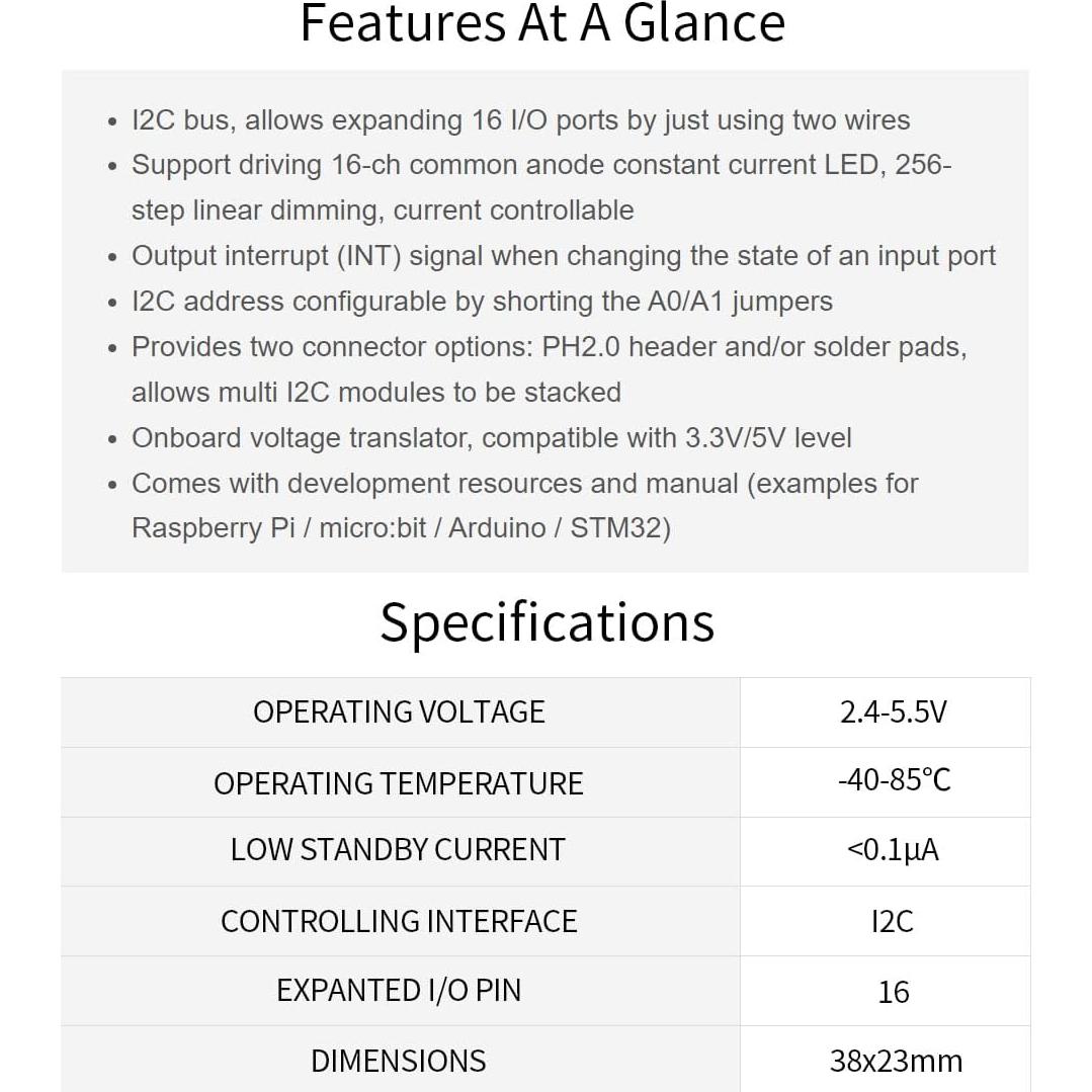 Placa de Expansión I2C Waveshare AW9523B para Raspberry Pi
