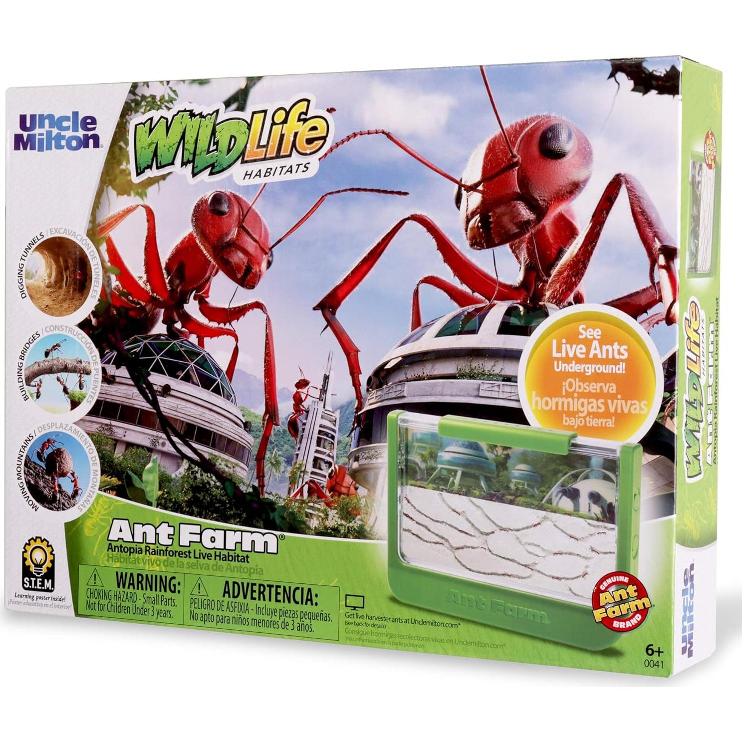Granja de Hormigas Tío Milton - Juguete STEM Verde 22.86x15.6cm