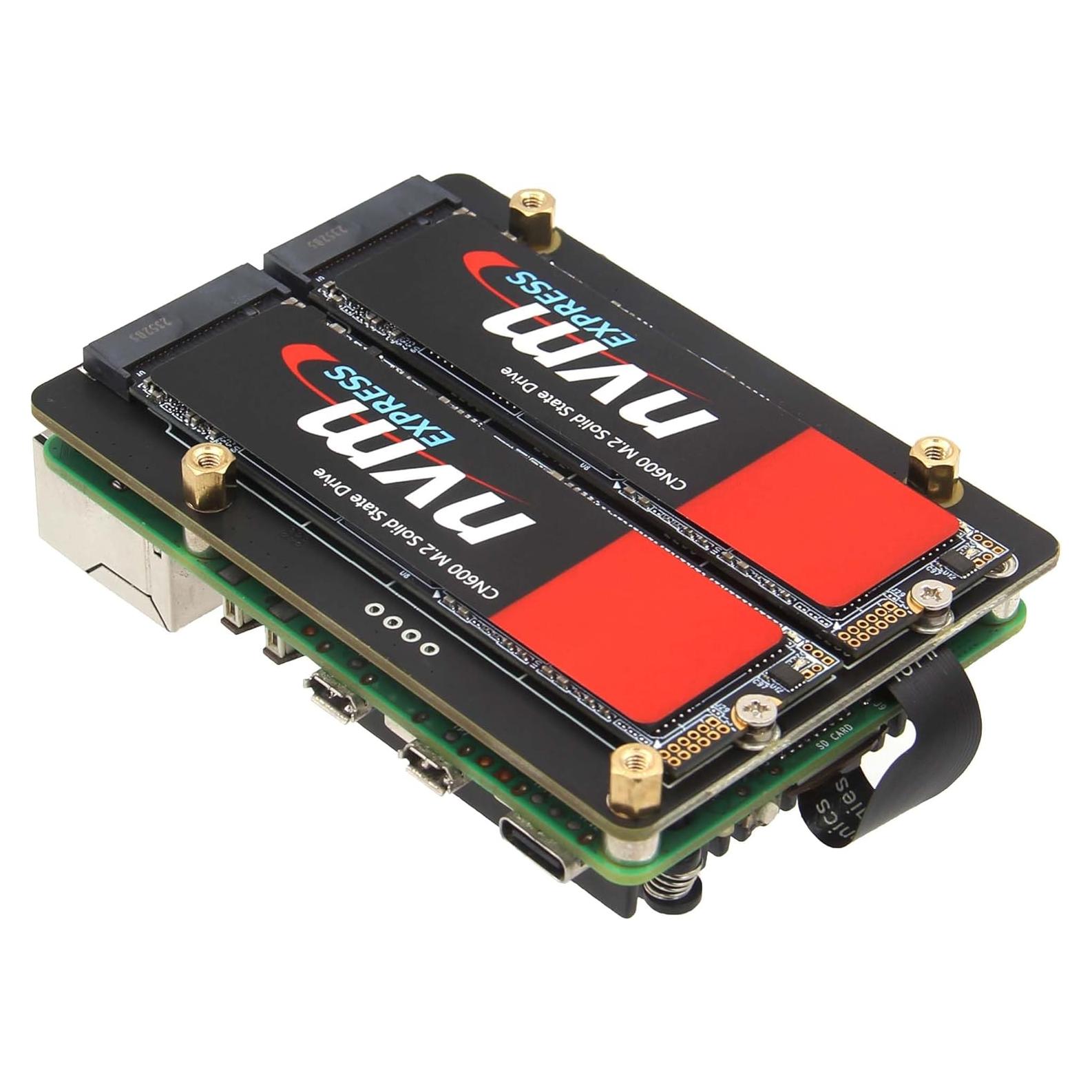 Geekworm X1005 Placa PCIe Doble M.2 NVMe para Raspberry Pi 5