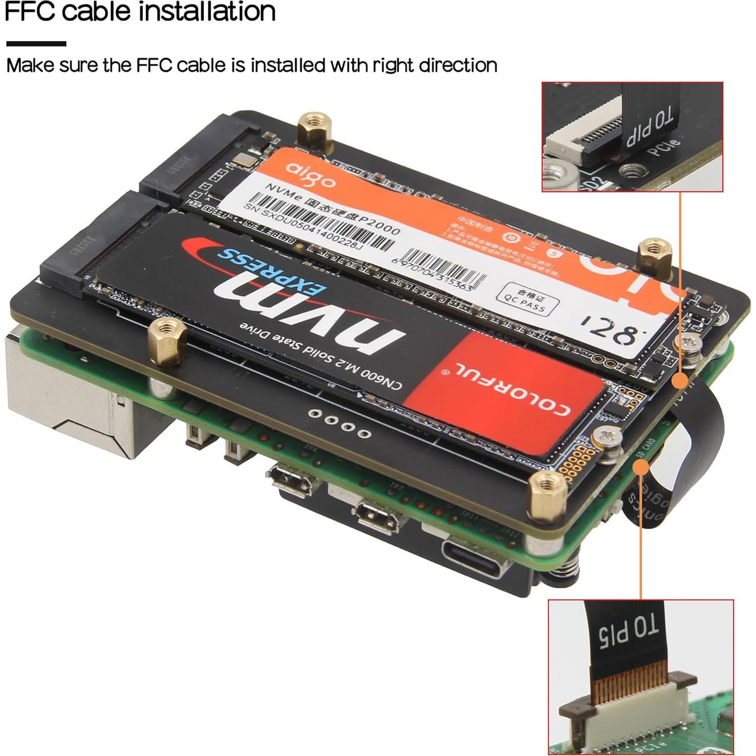 Geekworm X1005 Placa PCIe Doble M.2 NVMe para Raspberry Pi 5