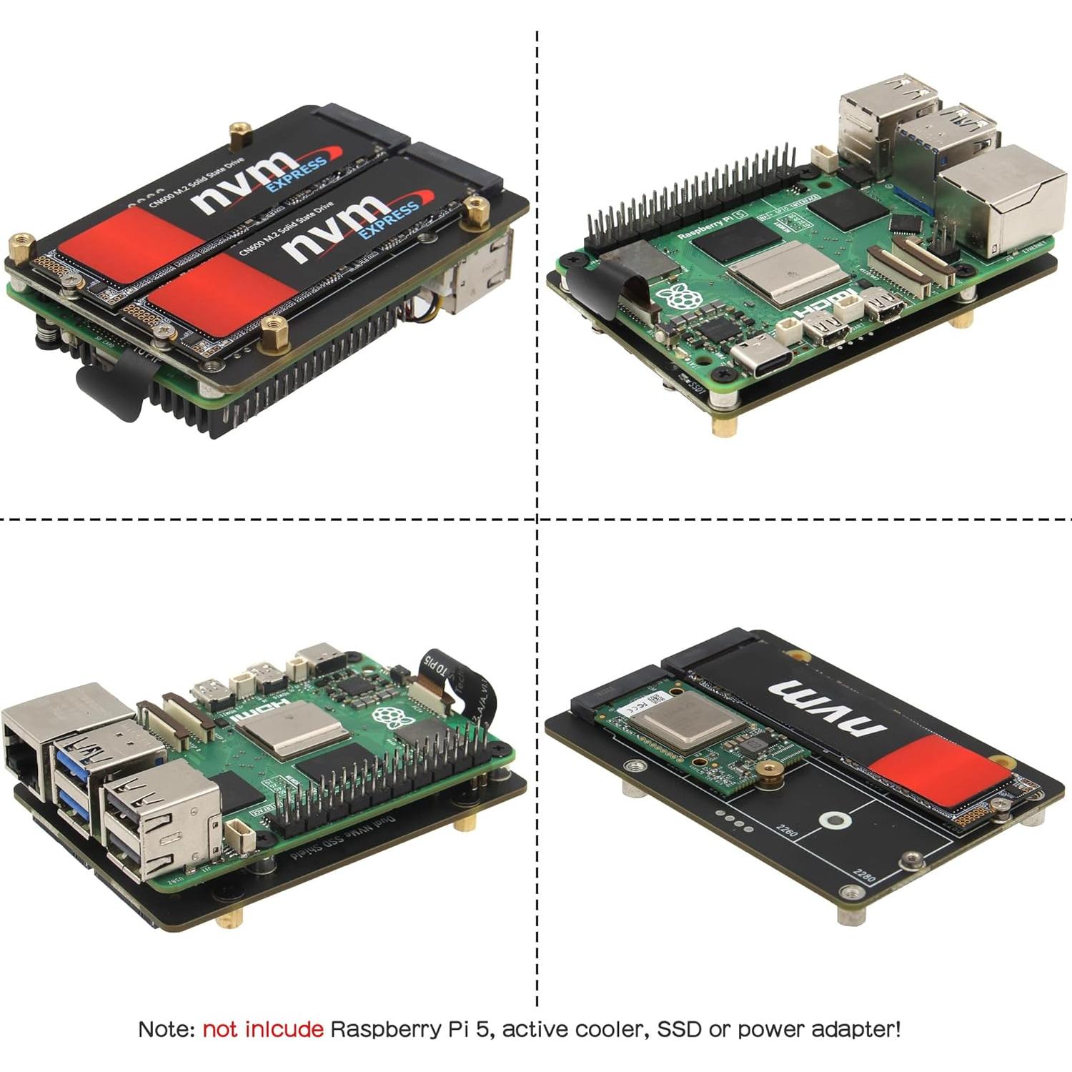 Geekworm X1005 Placa PCIe Doble M.2 NVMe para Raspberry Pi 5