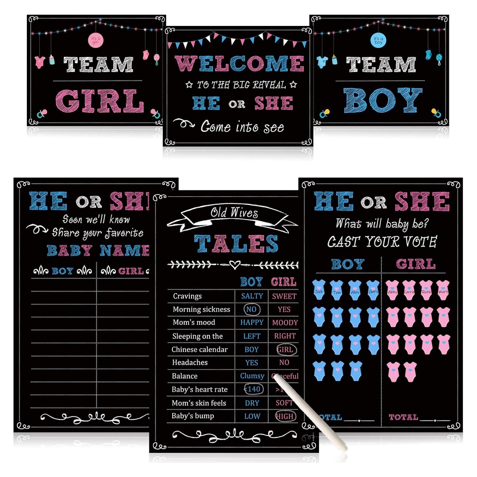 Kit Fiesta Revelación de Género Bebé Hongpar 3 Carteles y Stickers