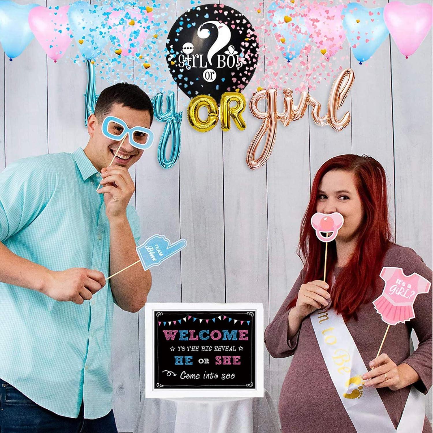 Kit Fiesta Revelación de Género Bebé Hongpar 3 Carteles y Stickers